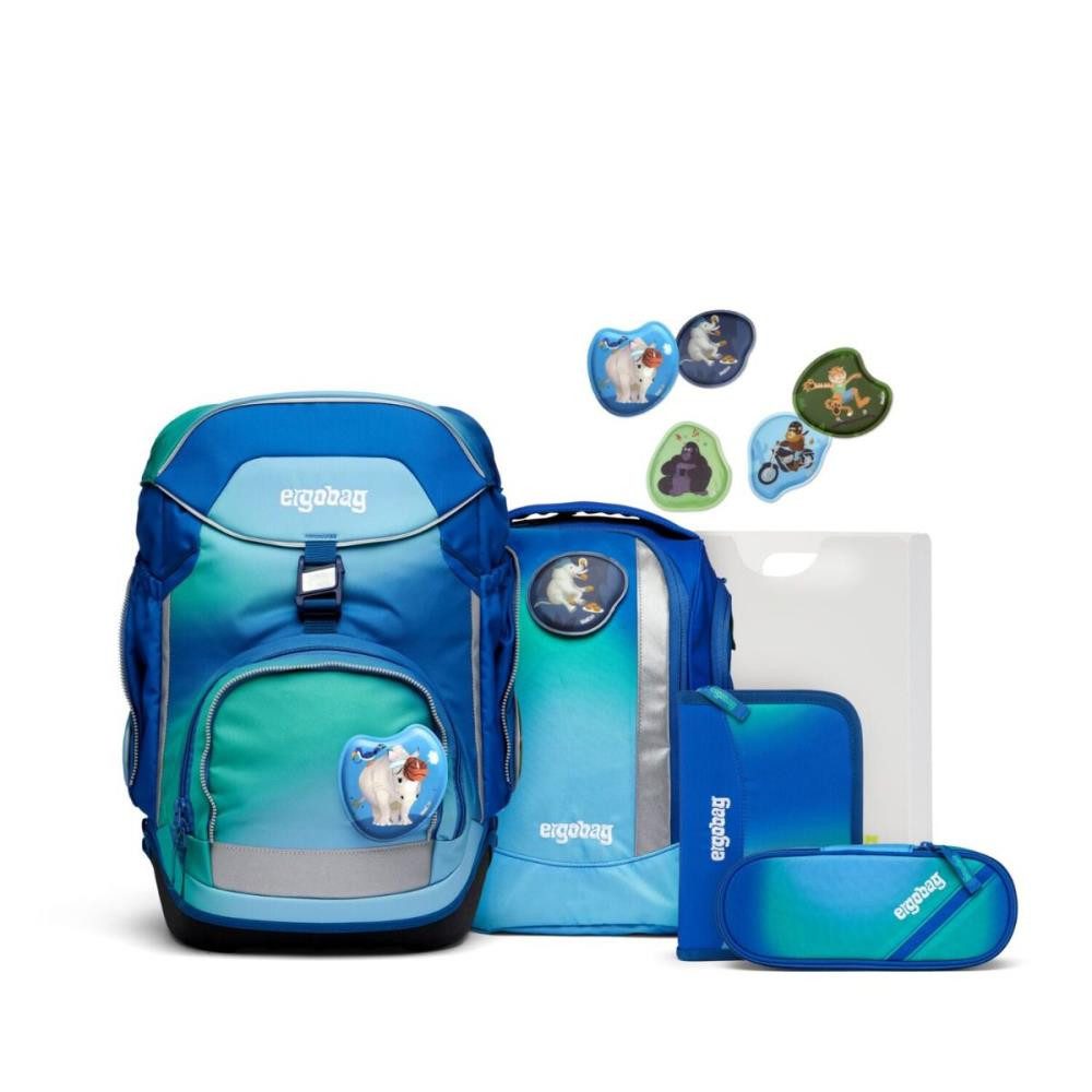 ergobag Schulrucksack Pack (6tlg., inkl. Sportrucksack, Schlamperrolle, Federmäppchen, Heftebox, Kletties)