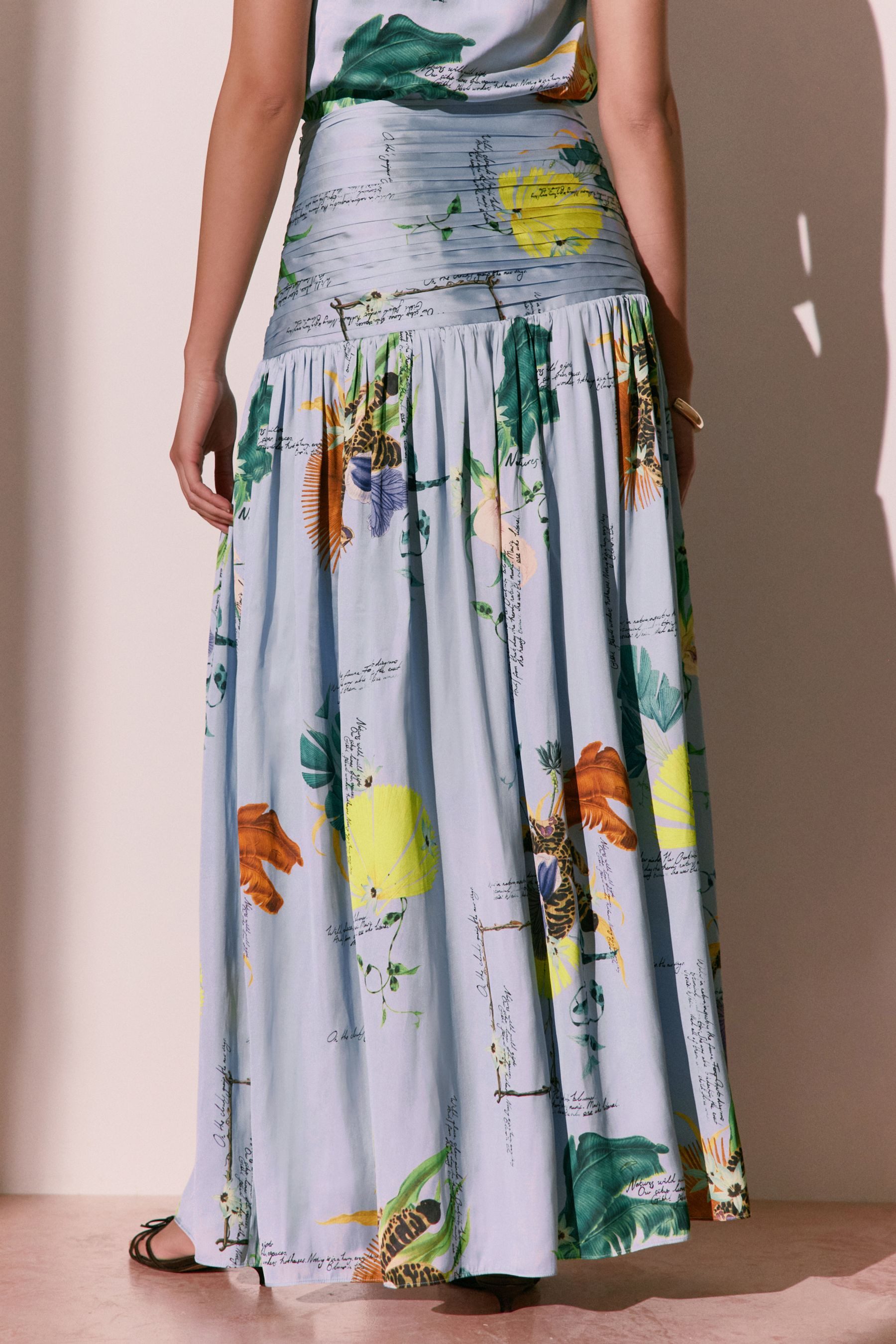 Next Maxirock Kew Collection Maxirock aus Satin Pflanzenmotiv (1-tlg)