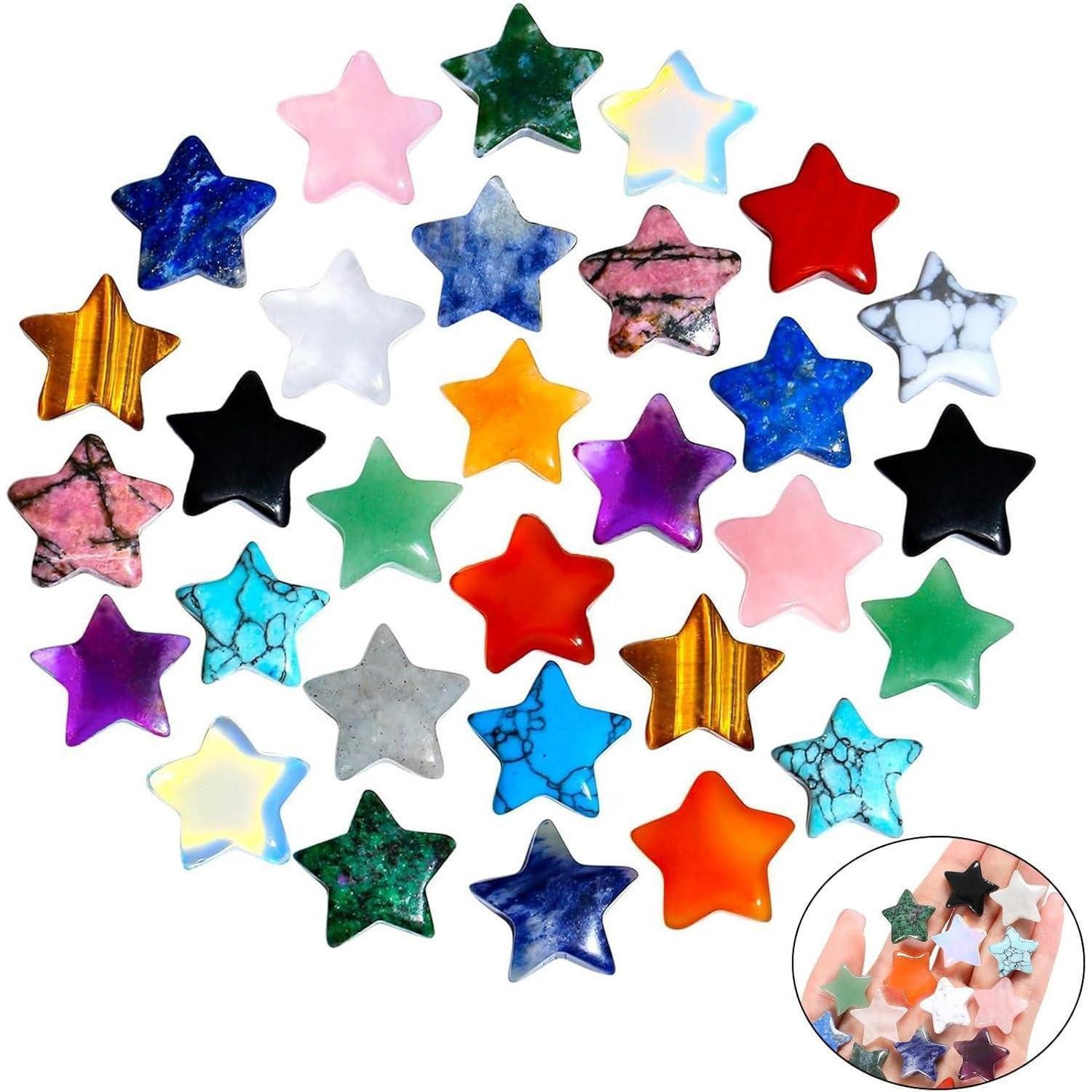 LuxusKollektion Edelstein 20 Stück Stern Kristalle Chakra Stein Natürliche Edelsteine Poliert