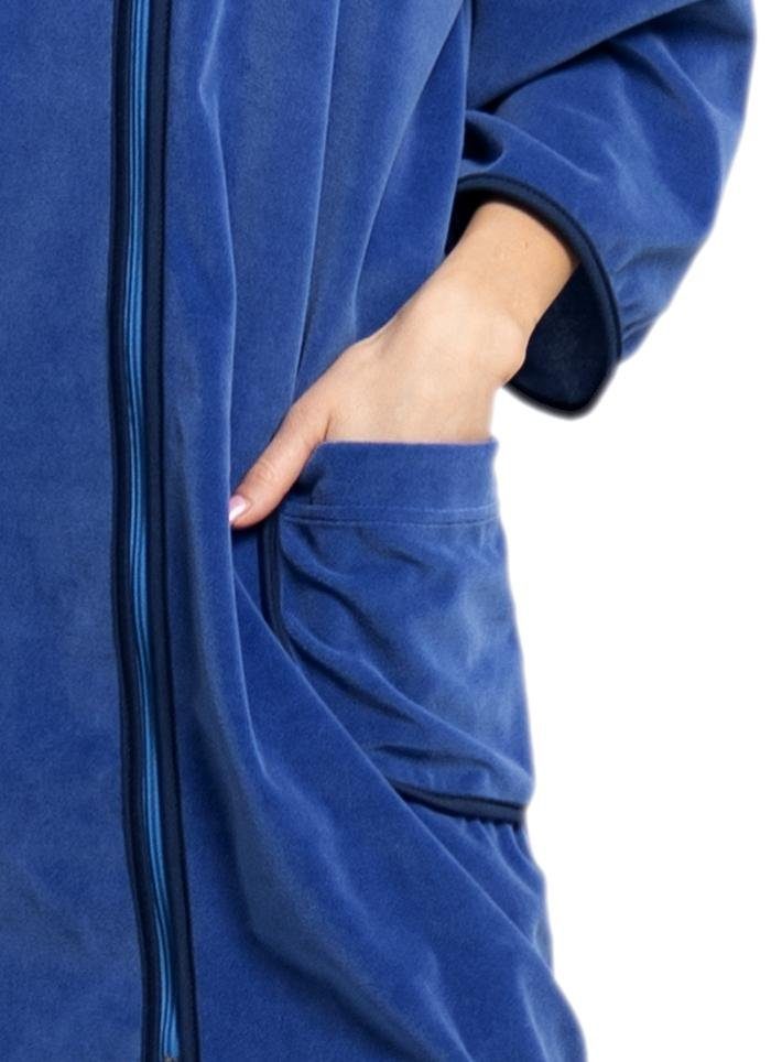 Aquarti Damenbademantel Aquarti Damen Velours Bademantel Morgenmantel Kurz mit Reißverschlus