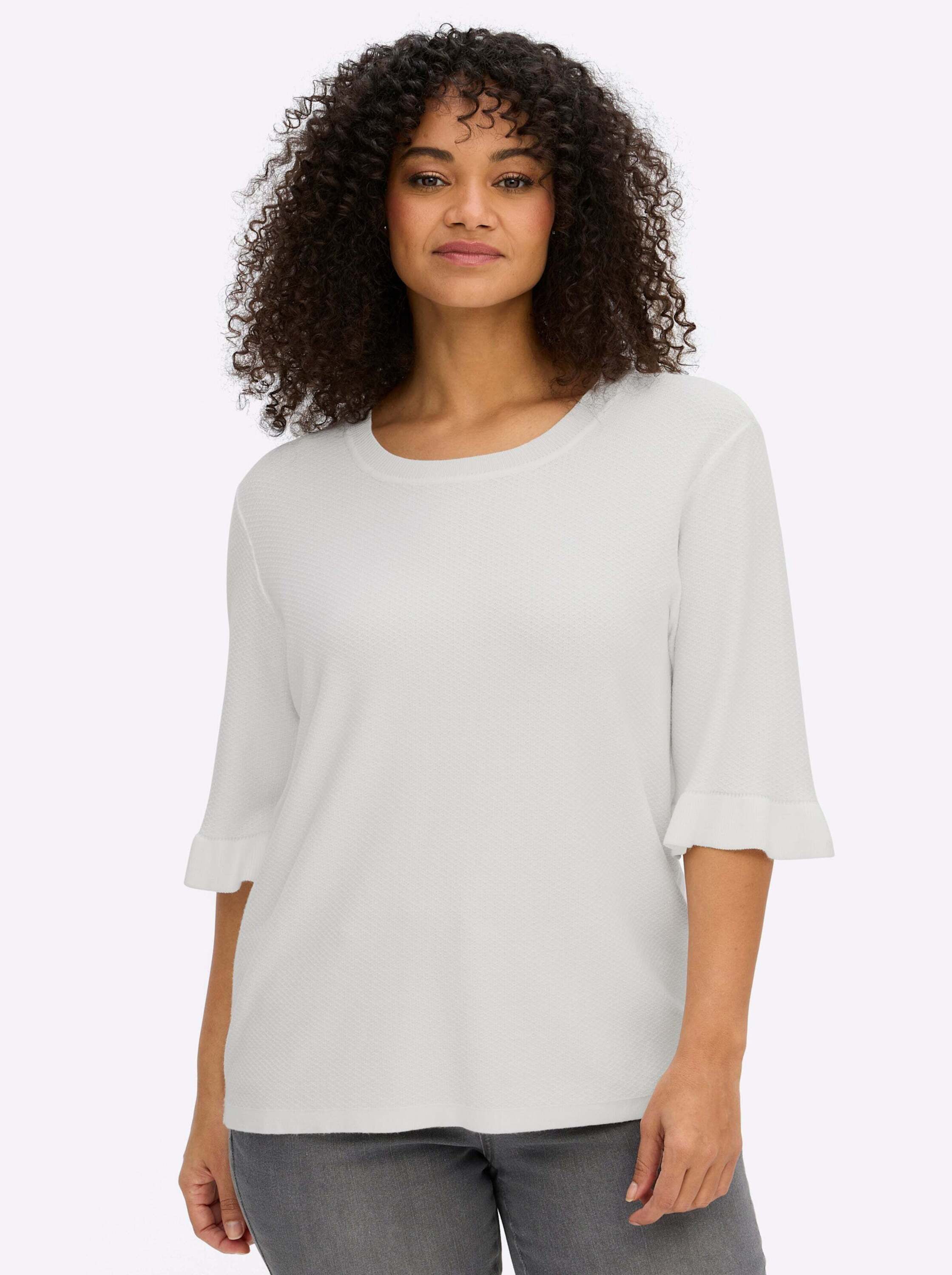Sheego Strickpullover Kurzarm-Pullover Kurzarm Ajour