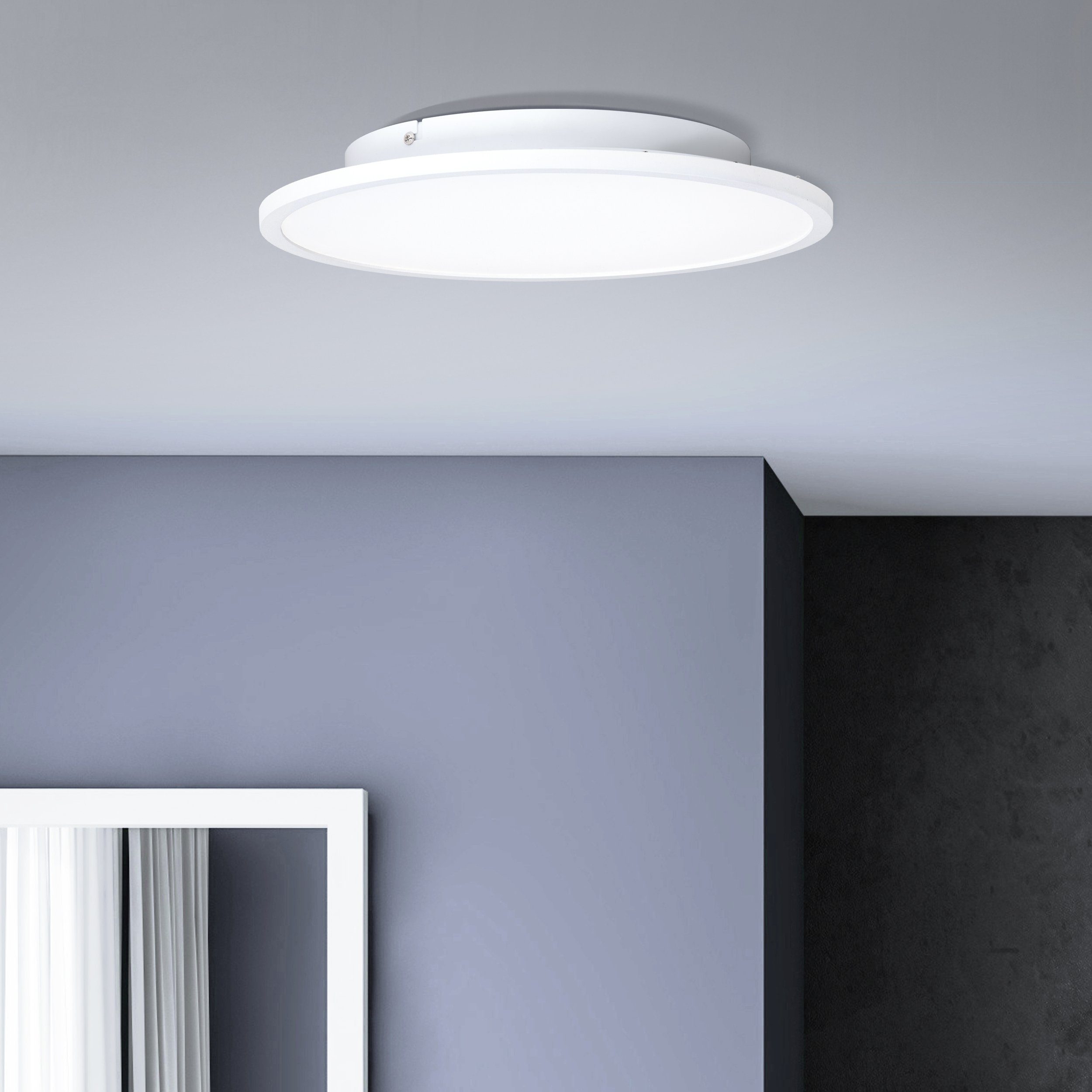 Lightbox LED Deckenleuchte, LED fest integriert, kaltweiß, LED Aufbaupaneel, 35 cm Ø, 24 W, 2400 lm, 4000 K, Metall/Kunststoff