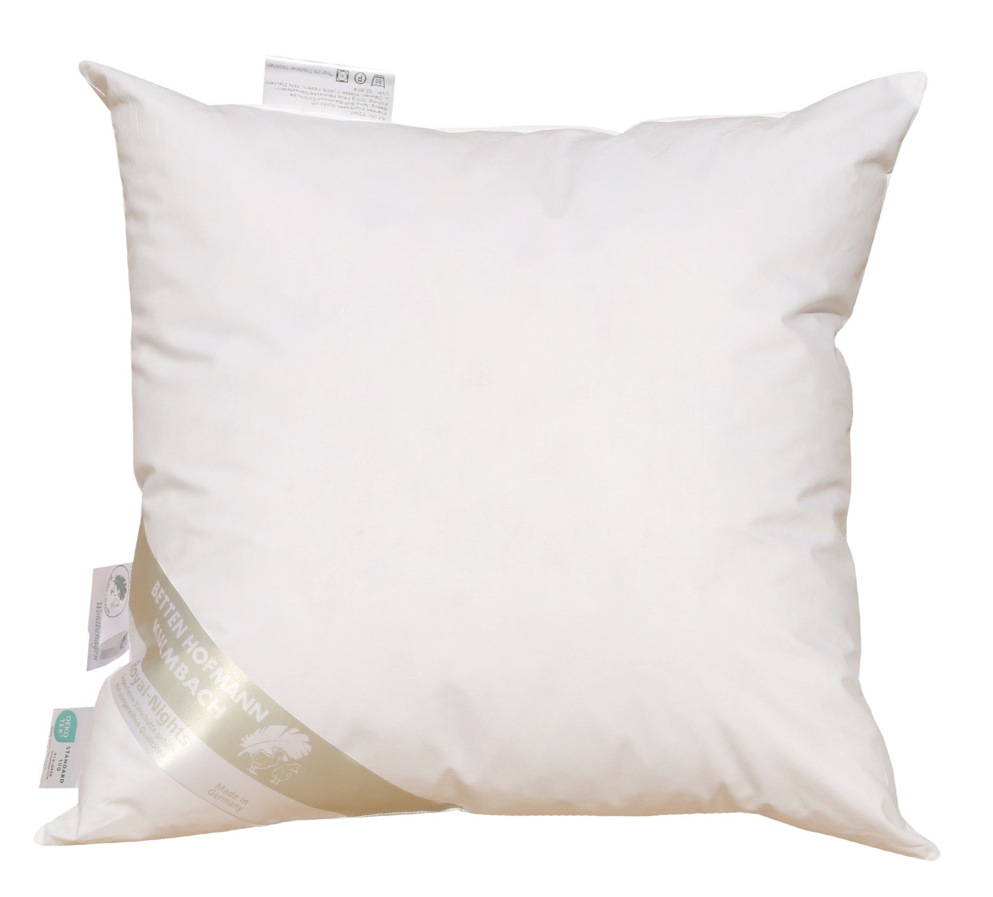 Betten Hofmann Federkopfkissen Betten Hofmann Franken Kissen 50x50 cm Federkissen 15% Daunen 500 g, Füllung: 85% Federn, 15% Daunen, Bezug: 100% Baumwolle, Seitenschläfer, Rückenschläfer, mit fränkischer Füllung, made in Germany, besonders regional