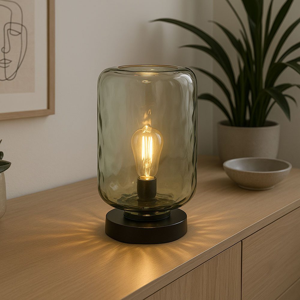GLOBO LIGHTING LED Tischleuchte, Leuchtmittel inklusive, Warmweiß, Tischleuchte Beistelllampe grün Nachttischlampe Schreibtischlampe