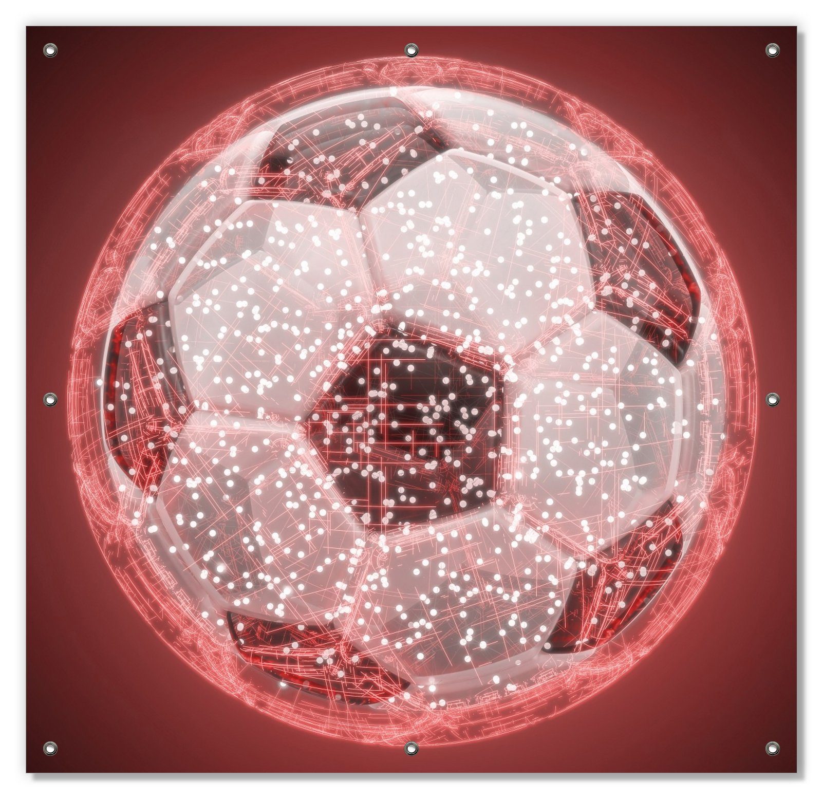 Sonnenschutz Fußball digital - Netzwerk in rot, Wallario, blickdicht, mit Saugnäpfen, wiederablösbar und wiederverwendbar