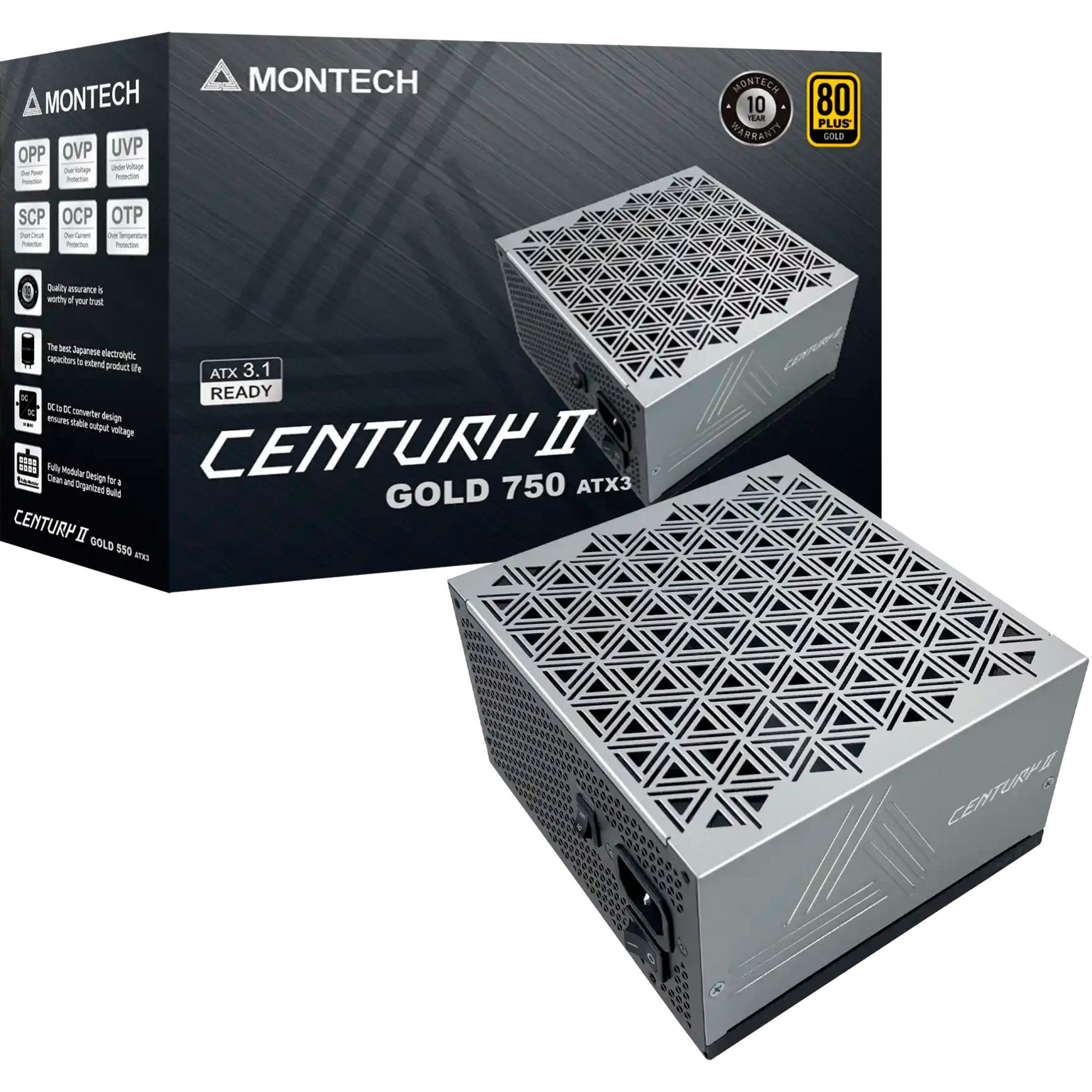 MONTECH Montech MONTECH CENTURY II 750, PC-Netzteil, (1x PC-Netzteil (80 PLUS Gold)