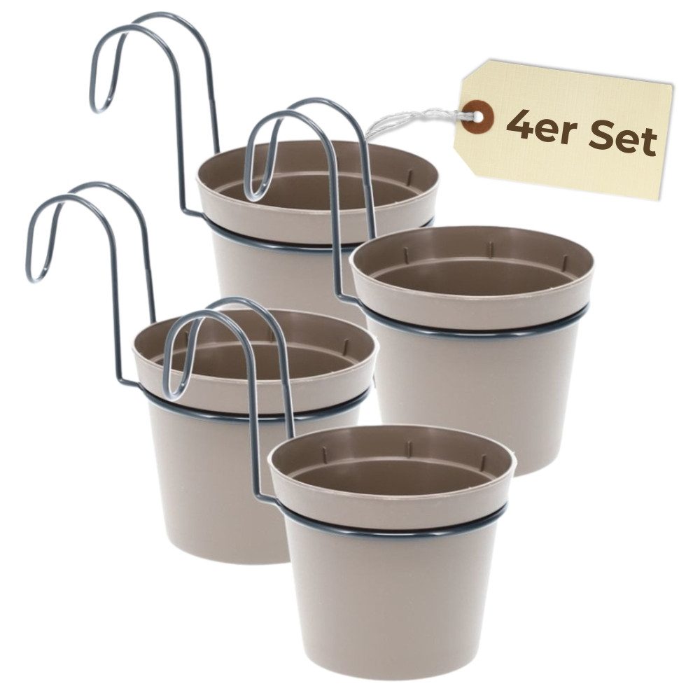 GarPet Blumentopf Hängender Blumentopf 4er Set Hängeblumentopf Blumentopf zum Einhängen