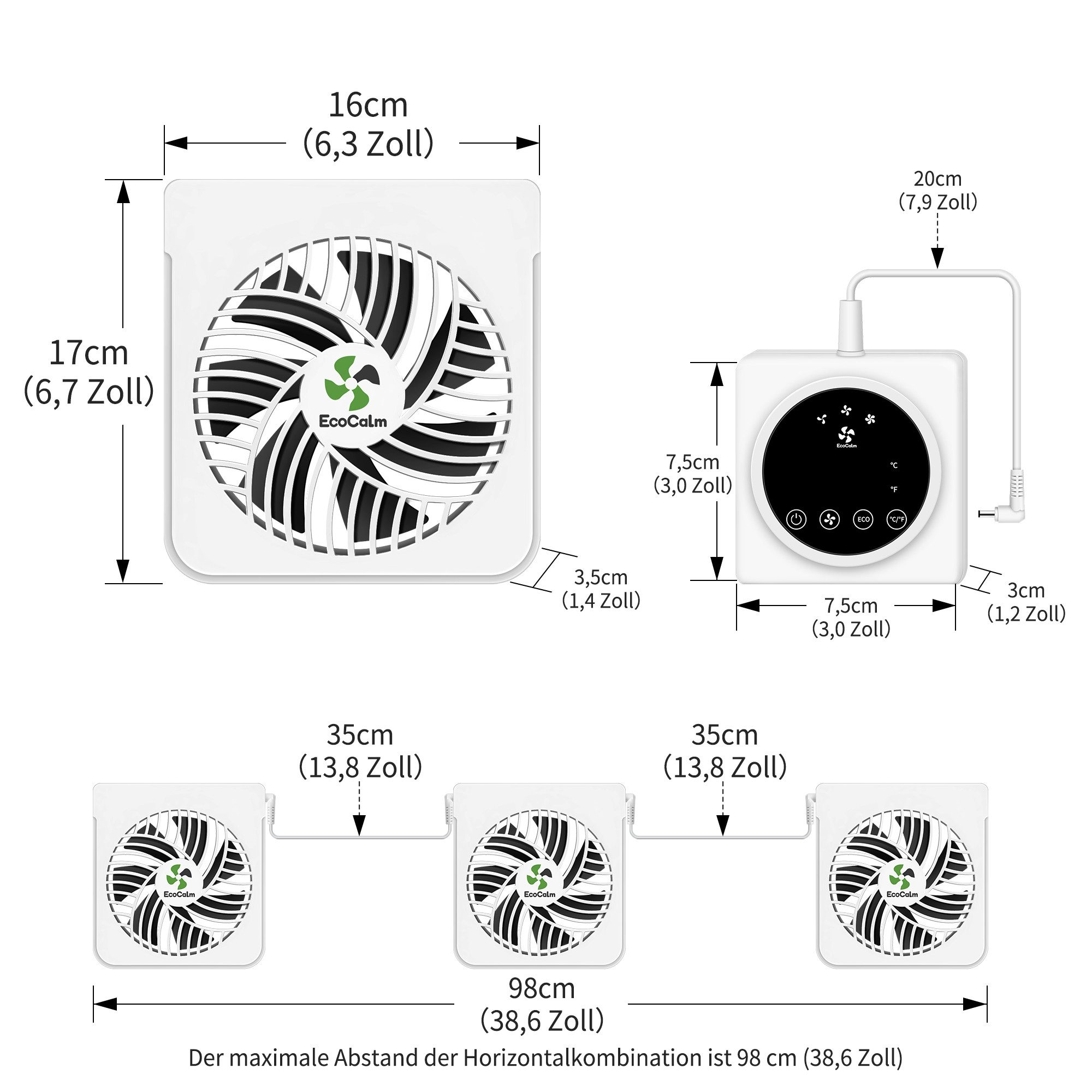 ecoCalm Heizkörperventilator 3/6 Lüfter mit Magnetbefestigung günstig online kaufen