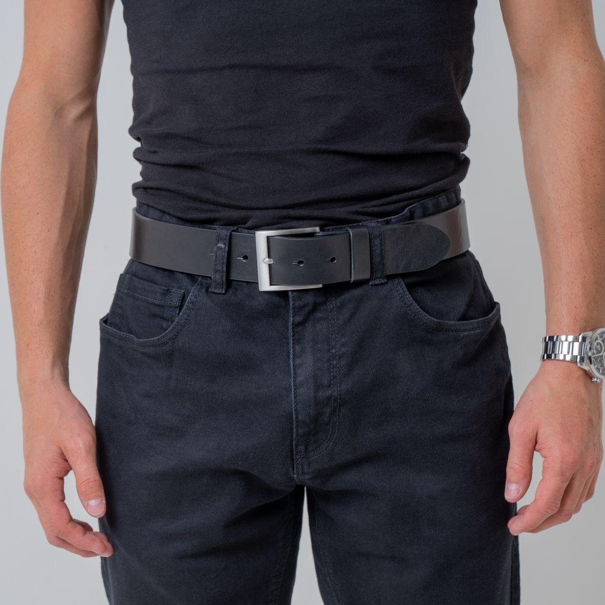 cm Leder-Gürtel Jeans-Gürtel Hochwertiger Vollrindleder Silber - Ledergürtel 4 für BELTINGER aus Marine, He