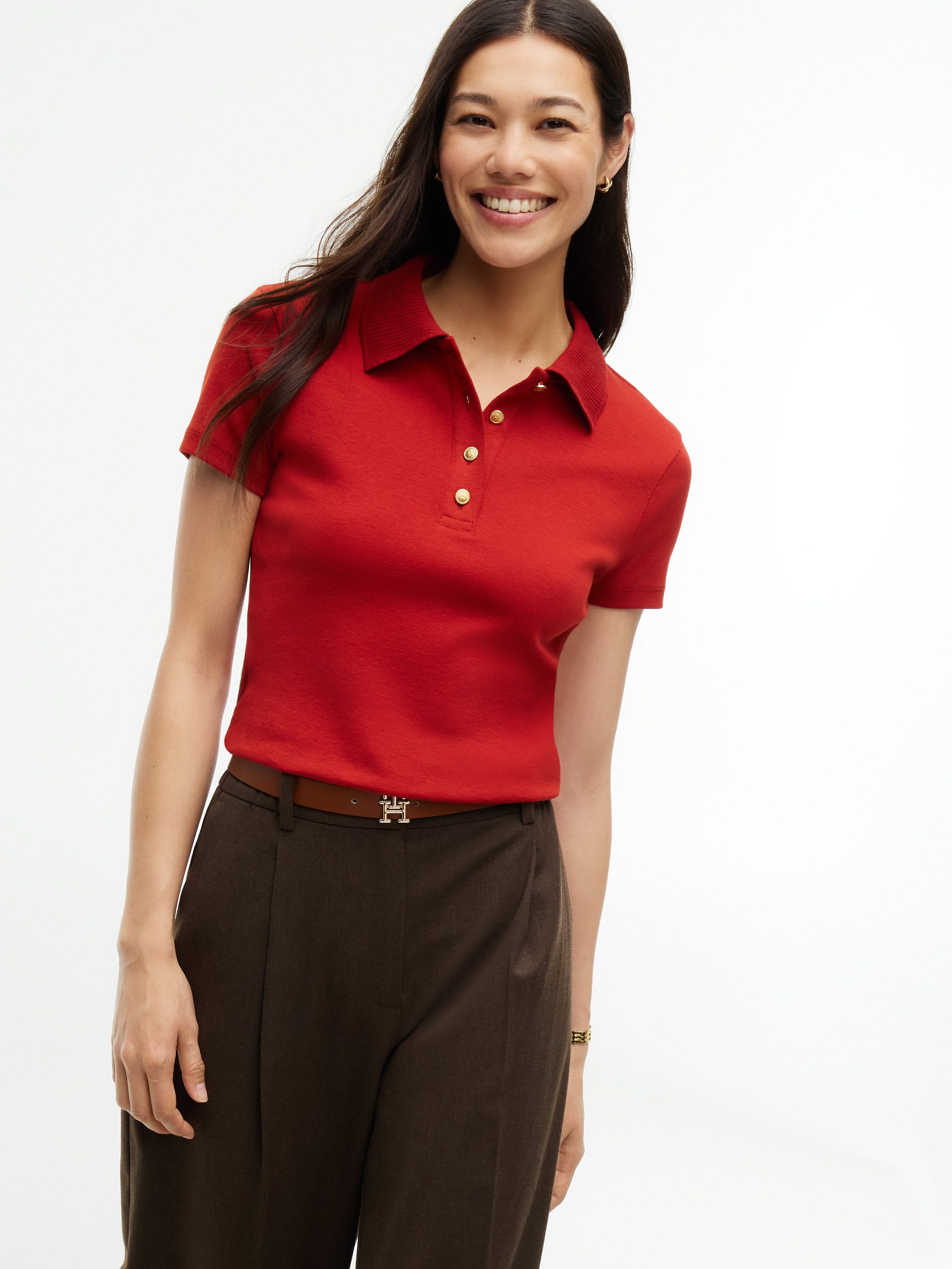 Tommy Hilfiger Poloshirt GOLD BUTTON REG S/S POLO Baumwolle