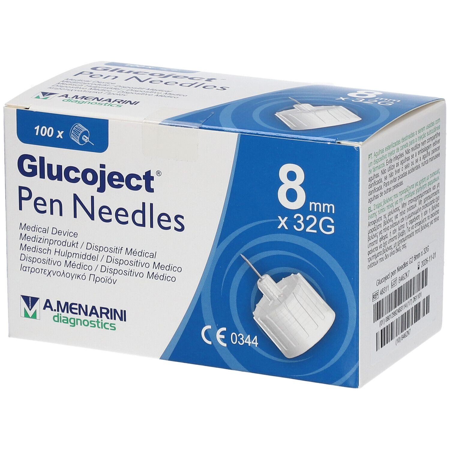 DocMed Lanzetten Glucoject Pen Nadeln, 32G, 100 St., Mehrfachpack Einwegnadeln für Insulin-Pens, in verschiedenen Längen und Stärken, 100 tlg., Universelle Kompatibilität, Hygienisches Einweg-Design