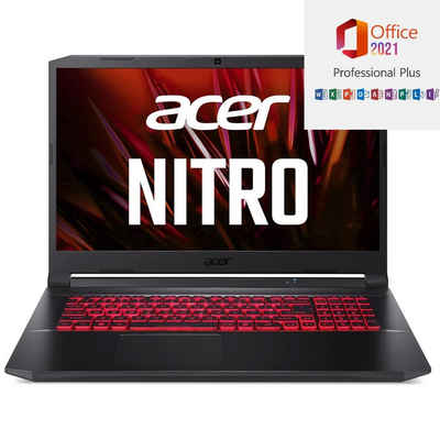 Acer Nitro 5 AN517-54, 32GB RAM, Gaming-Notebook (44,00 cm/17.3 Zoll, Intel Core i7 11600H, RTX 3050, 500 GB SSD, Windows 11 Pro 64Bit + MS Office 2021 Plus, Beleuchtete Tastatur)