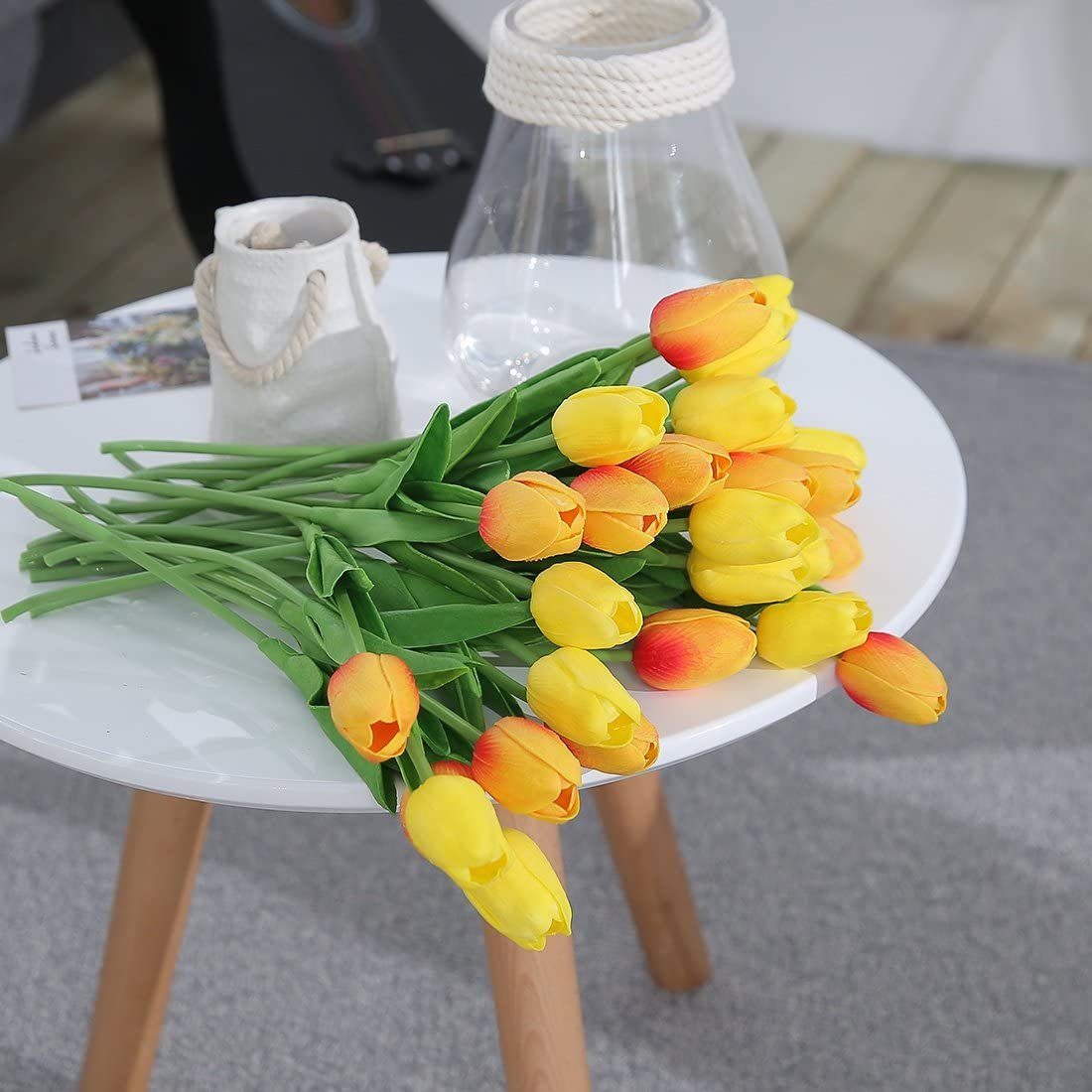 Künstliche Tulpen, für Orange Tulpen Kunstblume Party,Dekoration Stück Zuhause, Mutoy, echte künstliche Blumen 10 Hochzeitsfeier,