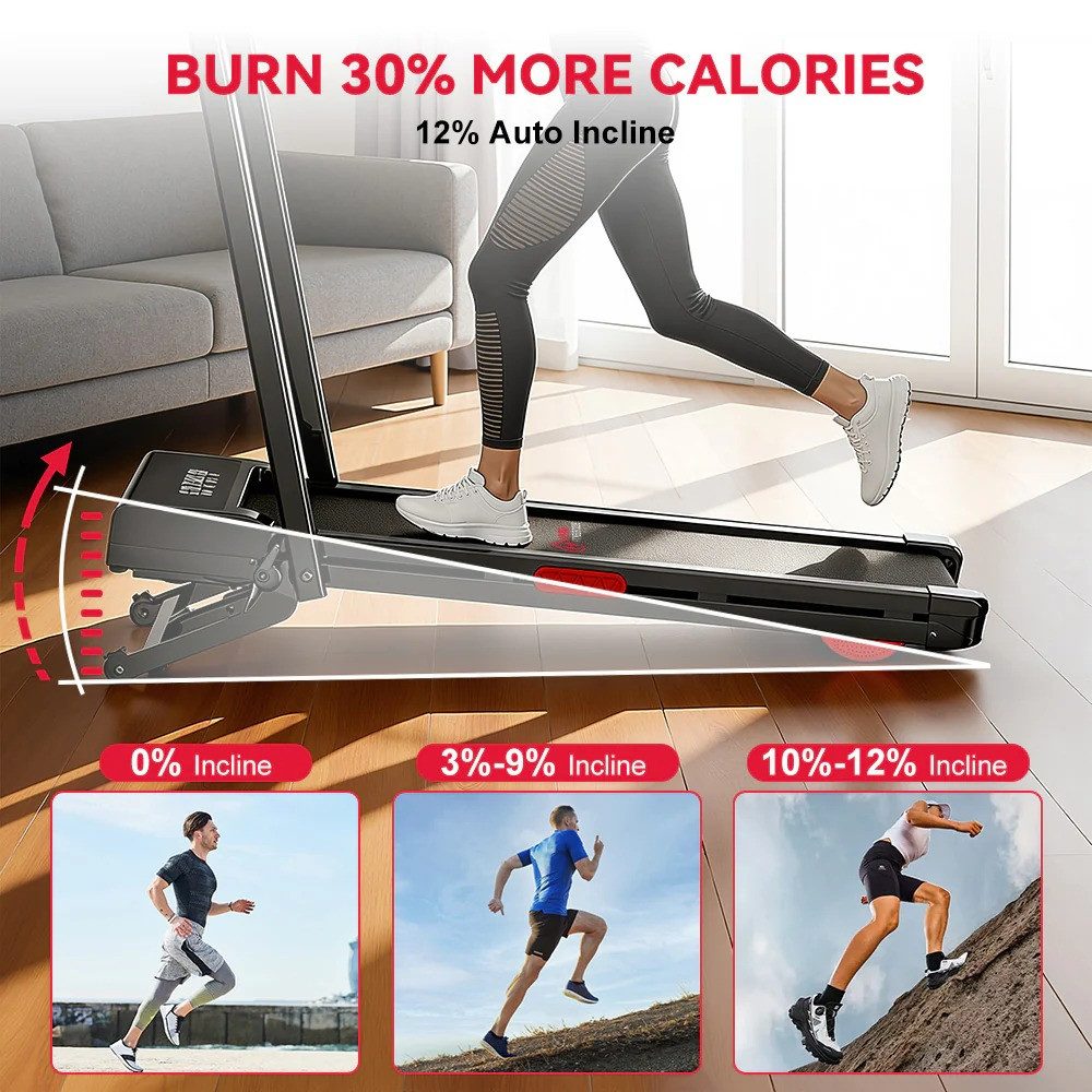 Hamlody Laufband klappbar elektrisch mit Steigung, Walking Pad für Zuhause (1–10 km/h Walking Pad, 2.5HP Motor, LED Display, Heimtrainer Laufband), Max.Tragfähi – Bild 5 von 5