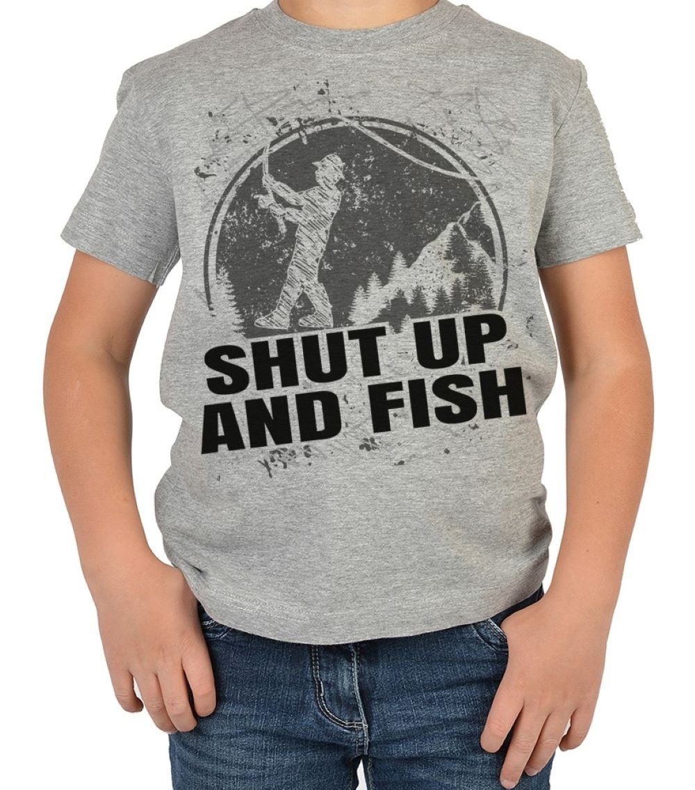 Tini - Shirts T-Shirt Kinder Angler Shirt Kinder Motiv Angel-Sport : Shut up and fish