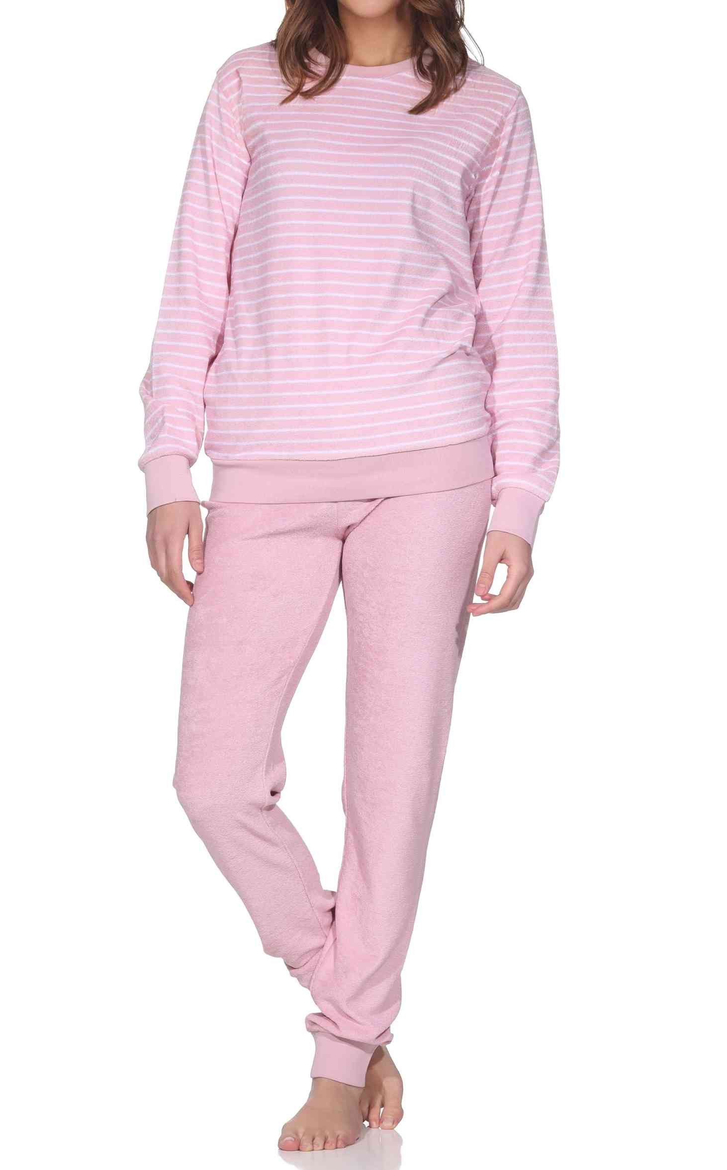 Normann Pyjama Normann Damen Frottee Pyjama langarm mit Bündchen - auch in Übergröße