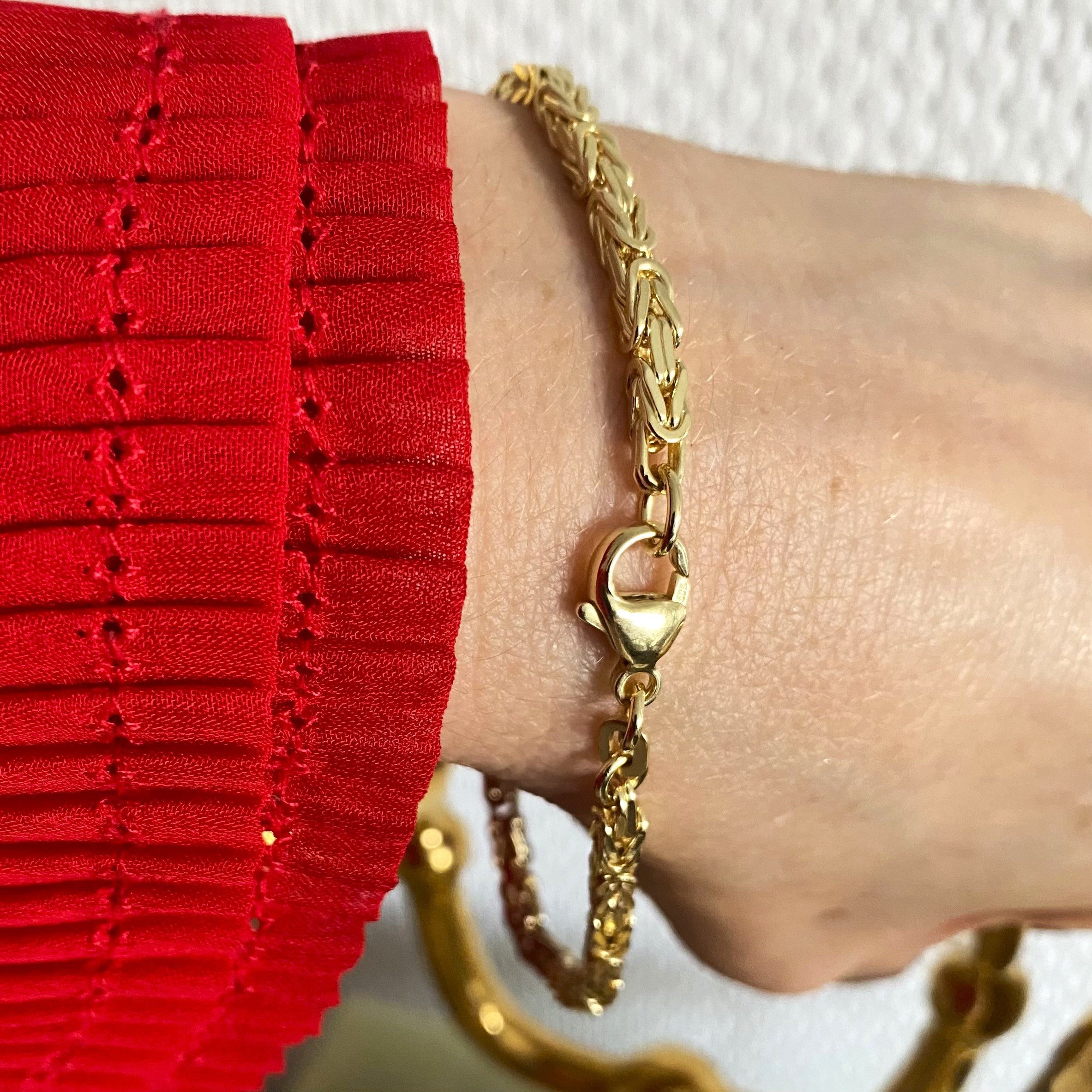 G & J Goldarmband Königskette 585 14Karat 3,20mm 21cm edles Königarmband (inkl. Schmucketui), Made in Germany