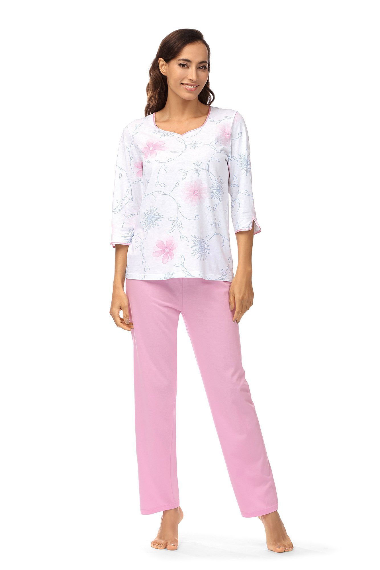Ascafa Schlafanzug (Set, 2 tlg., Set) Damen Schlafanzug 2-teilig Pyjama Baumwolle | Pyjama-Sets
