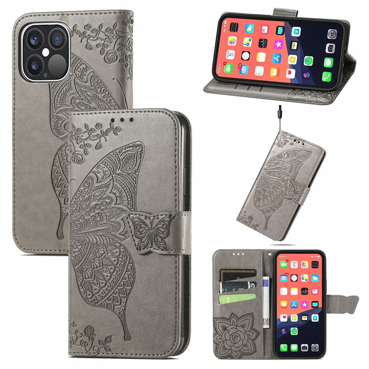 König Design Handyhülle Apple iPhone 13 Pro, Schutzhülle Schutztasche Case Cover Etuis Wallet Klapptasche Bookstyle