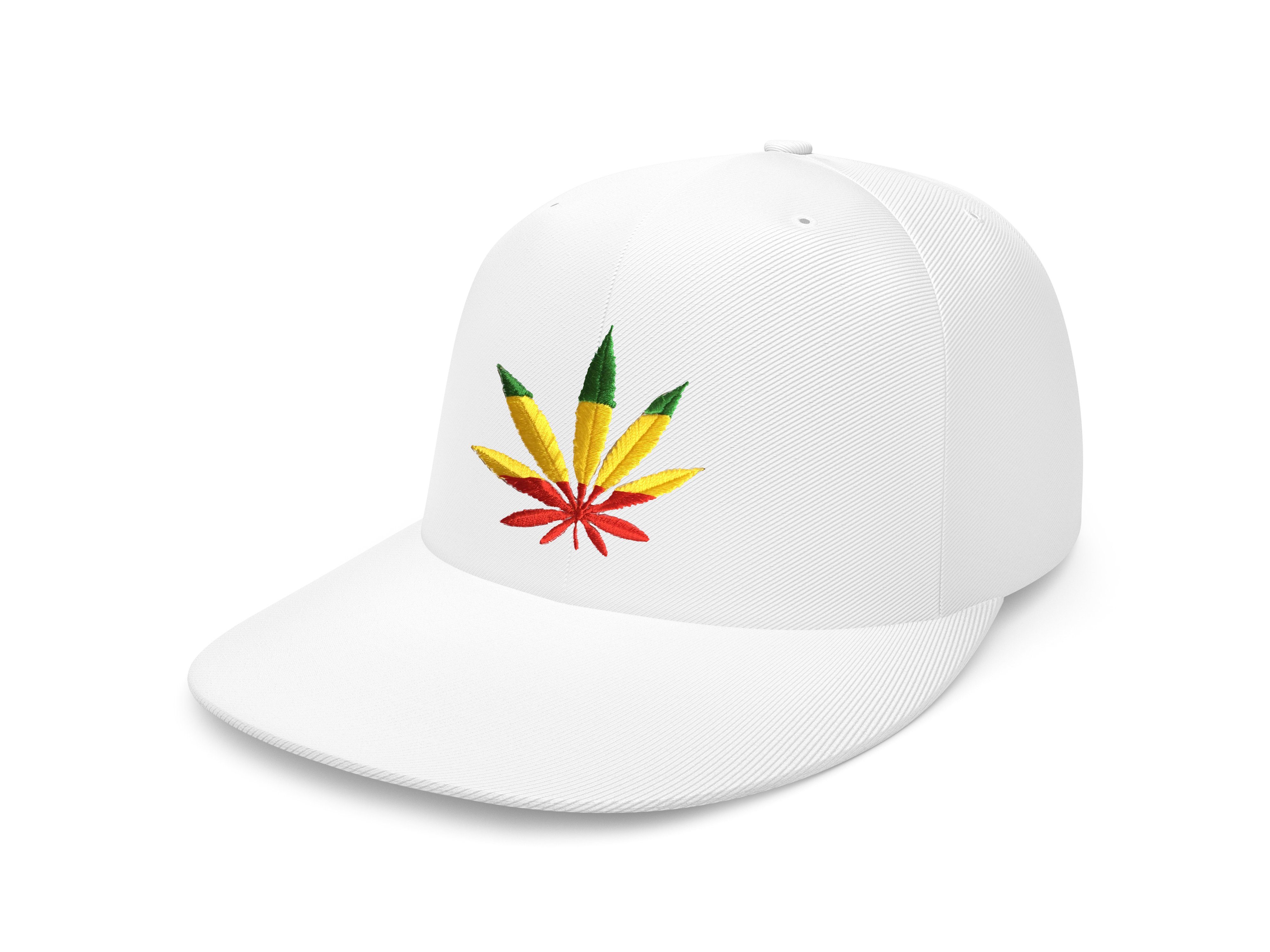 Blondie & Brownie Beanie Unisex Erwachsene Cannabis Reggae Jamaica Gras Patch Stick Weiss