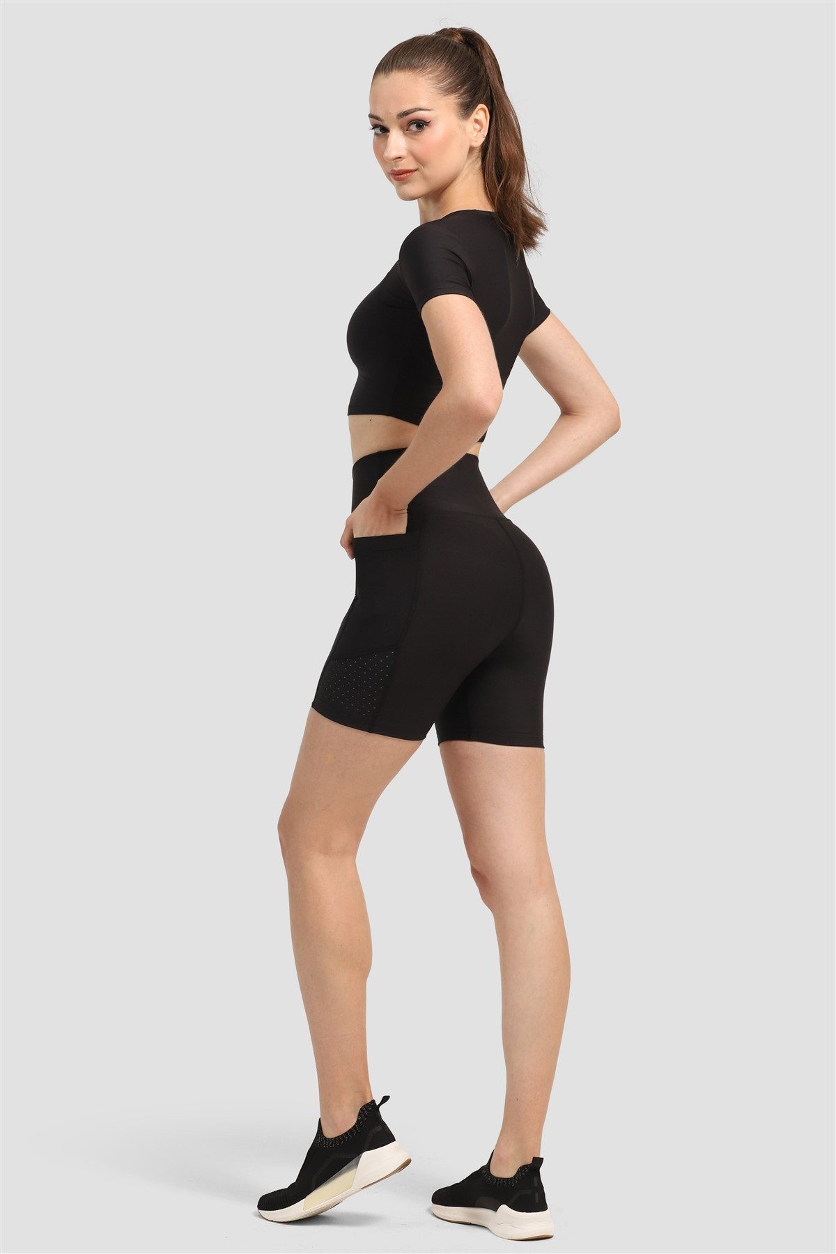 Superstacy Radlerhose Laser-Cut Kurze Leggings mit Tasche