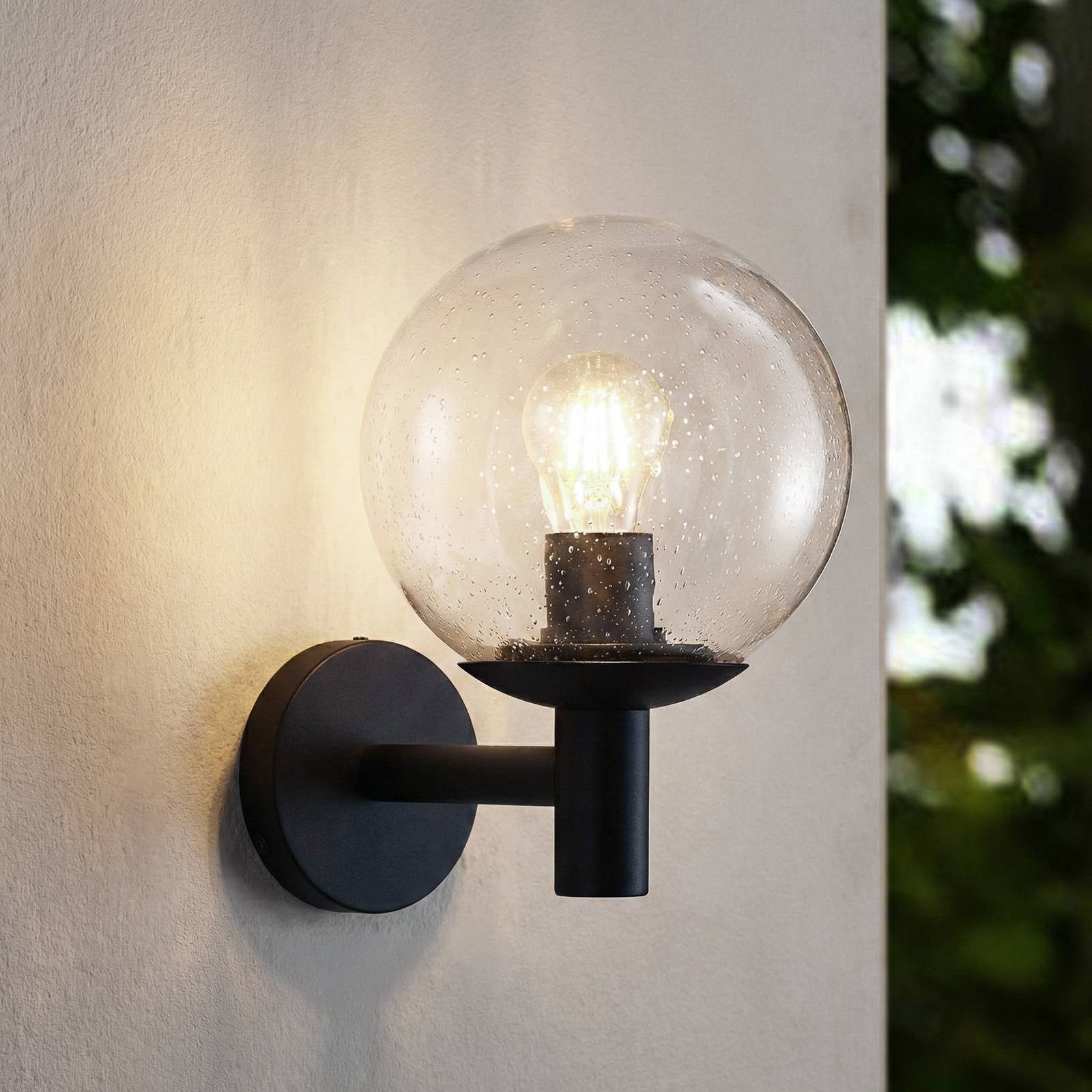 Lindby Außen-Wandleuchte Dangan, Glas Transparent IP44, 1 x 15 W LED
