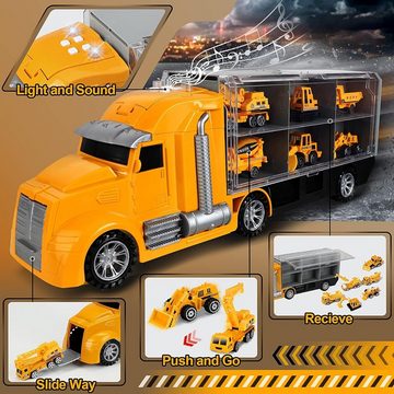 LENBEST Spielzeug-LKW LKW Auto Spielzeug - Bagger Spielzeug - Baufahrzeug, (11 in 1 Spielzeugauto Kinderspielzeug), Geschenk Spielzeug Junge