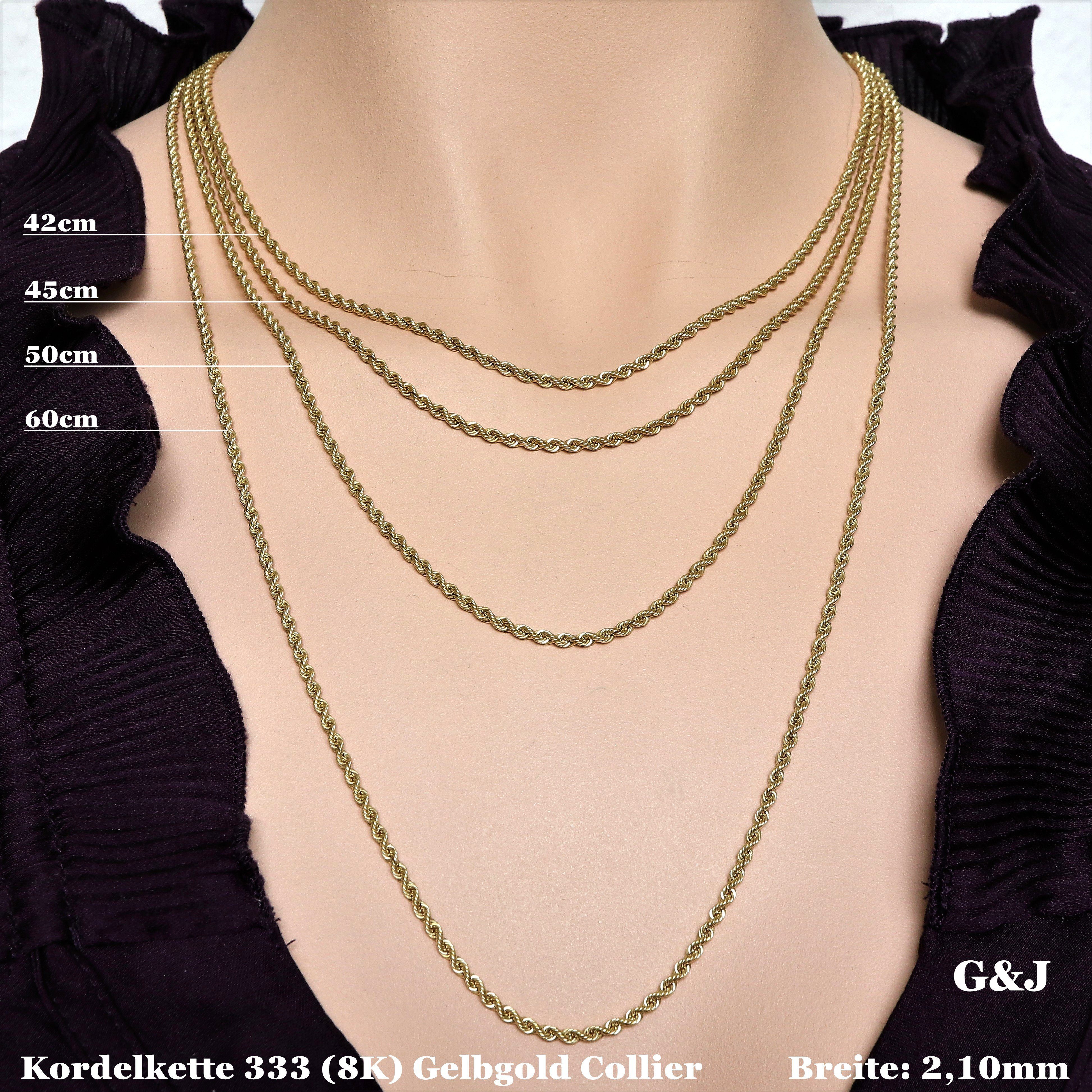 G & J Collier Kordelkette 333 Germany Halskette, Gold 2,10mm - Made in 8Karat 60cm Damen 42