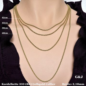 G & J Collier Kordelkette 333 8Karat Gold 2,10mm 42 - 60cm Damen Halskette, Made in Germany