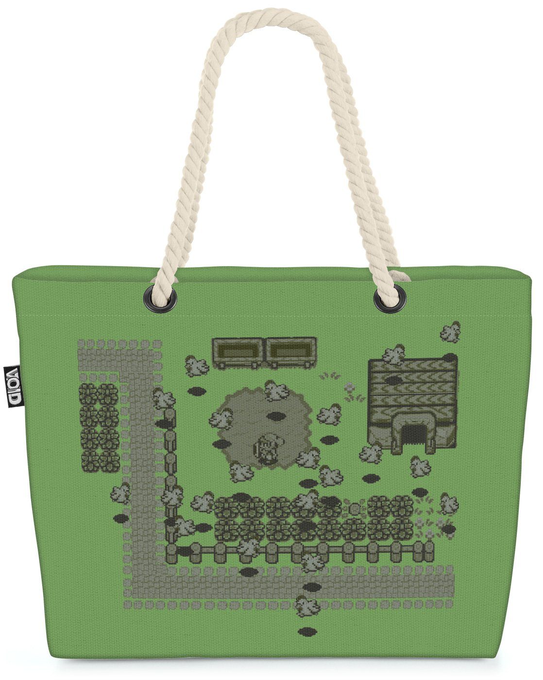 VOID Strandtasche (1-tlg), Link Gamer Shopper zelda boy Beach Bag Pixel Game Hyrule wii grau