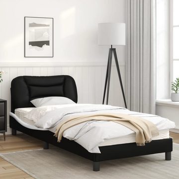 vidaXL Bett Bettgestell mit LED Schwarz und Weiß 90x200 cm Kunstleder