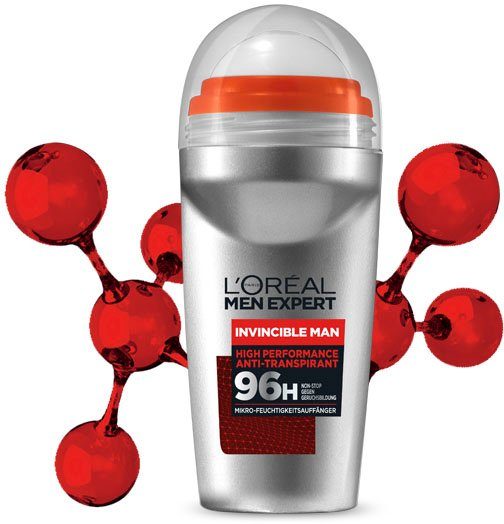 L'ORÉAL PARIS MEN EXPERT Deo-Roller Invicible 96h, Packung, 6-tlg., mit hoher Zuverlässigkeit – Bild 4 von 5