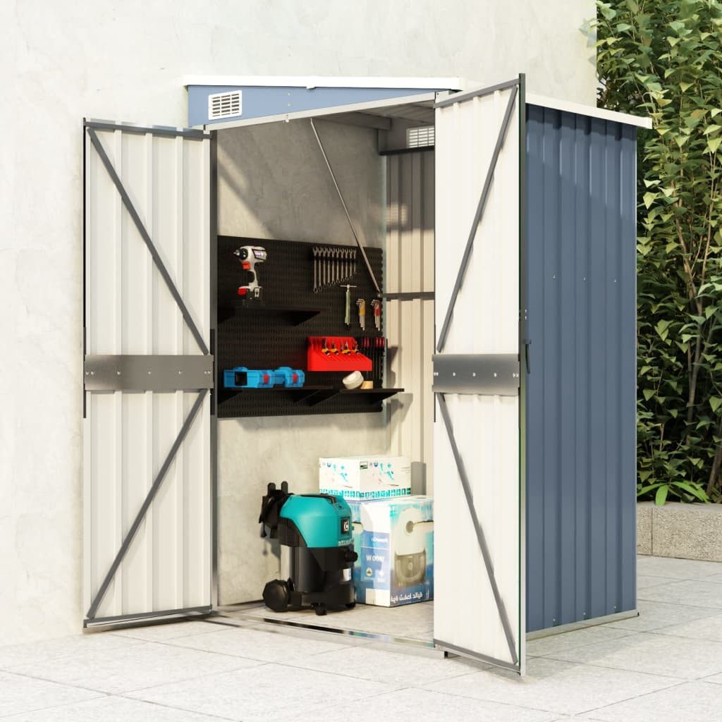 vidaXL Garten-Geräteschrank 118 x 100 x 178 cm Gartenschrank Metall Wand-Geräteschuppen Grau 118x