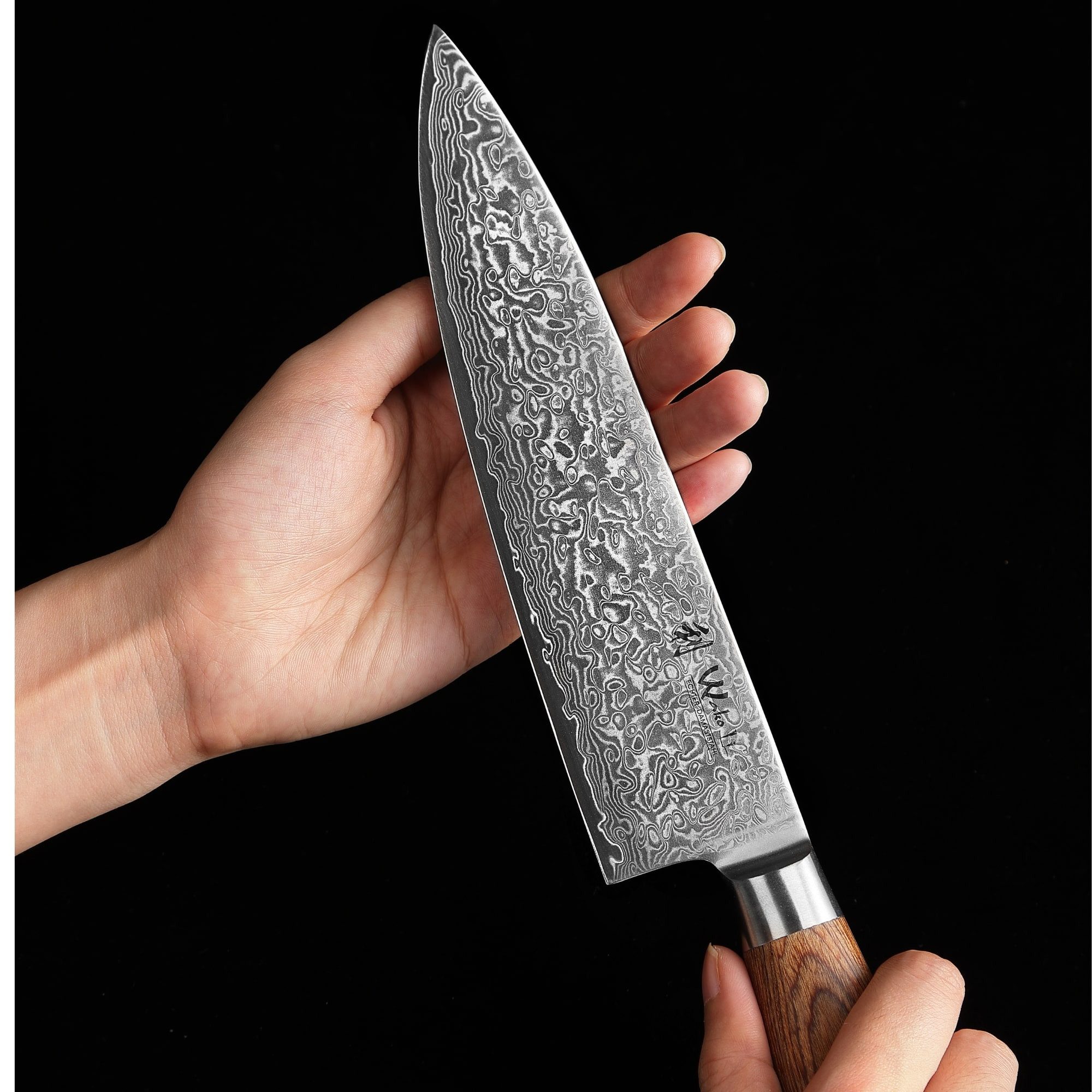 Wakoli Damastmesser EDIB Pro Damast Chefmesser Küchenmesser 20cm Klinge Pakkaholzgriff, Aus 67 Lagen Damaststahl, VG-10 Stahlkern – Bild 5 von 5