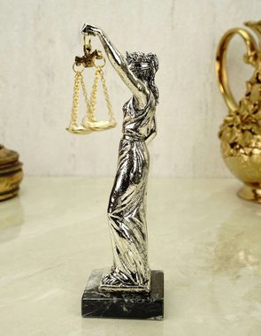 Kremers Schatzkiste Dekofigur Metall Figur Justitia Göttin der Gerechtigkeit 18 cm silber Skulptur Themis Anwalt BGB