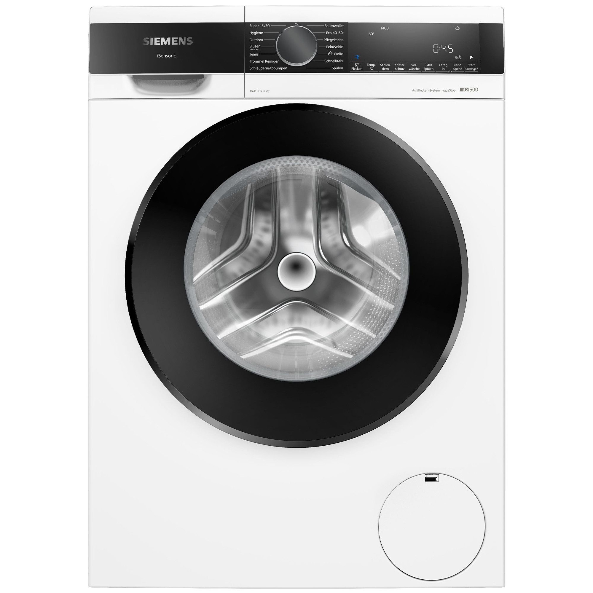 SIEMENS Waschmaschine iQ500 WG44G21ECO, 9 kg, 1400 U/min, speedPack L: Programme beschleunigen oder in nur 15 Minuten waschen – Bild 2 von 5