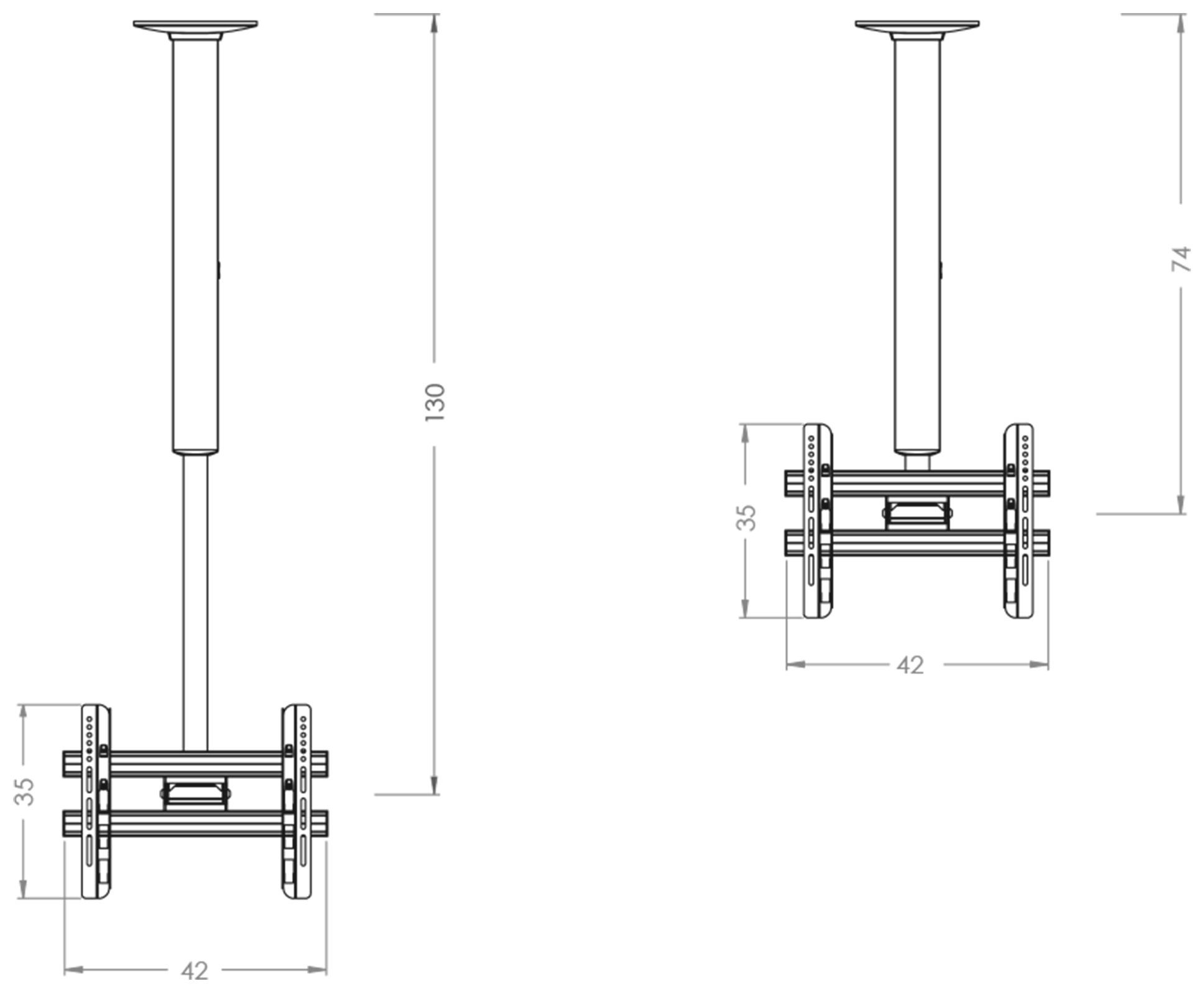 VCM TV-Wandhalterung TV Deckenhalterung CM3 höhenverstellbar 74-130 cm
