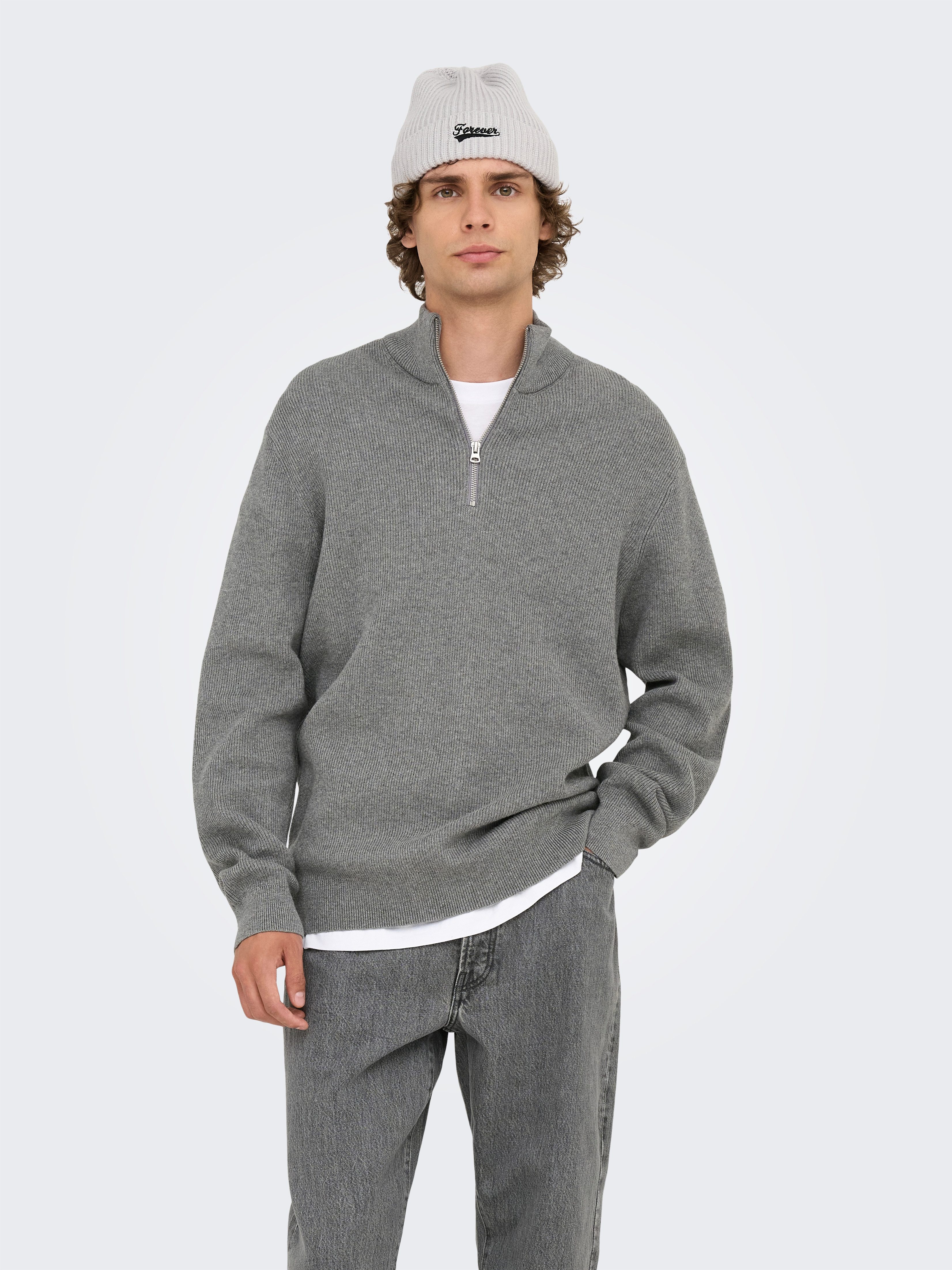 ONLY & SONS Strickpullover ONSPHIL REG 12 STRUC HALF ZIP KNIT NOOS günstig online kaufen