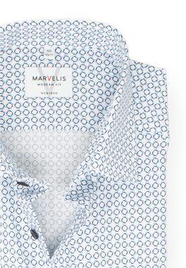 MARVELIS Kurzarmhemd Kurzarmhemd - Modern Fit - Muster - Bleu