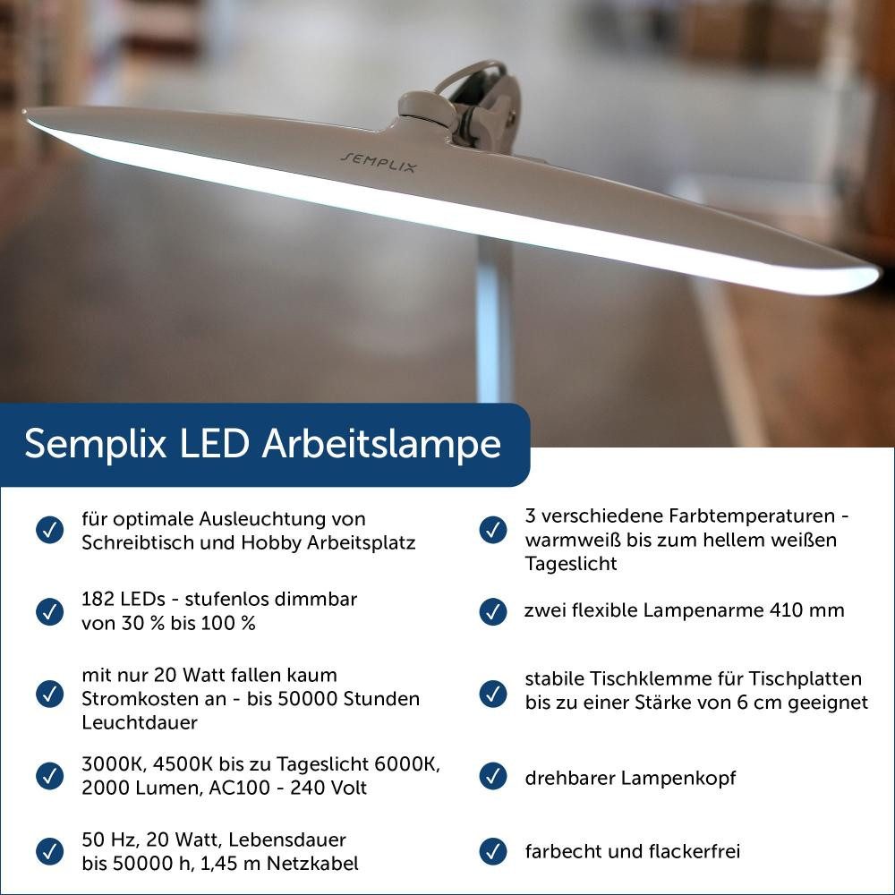 Semplix LED Arbeitslicht Tischlampe mit Tischklemme, günstig online kaufen