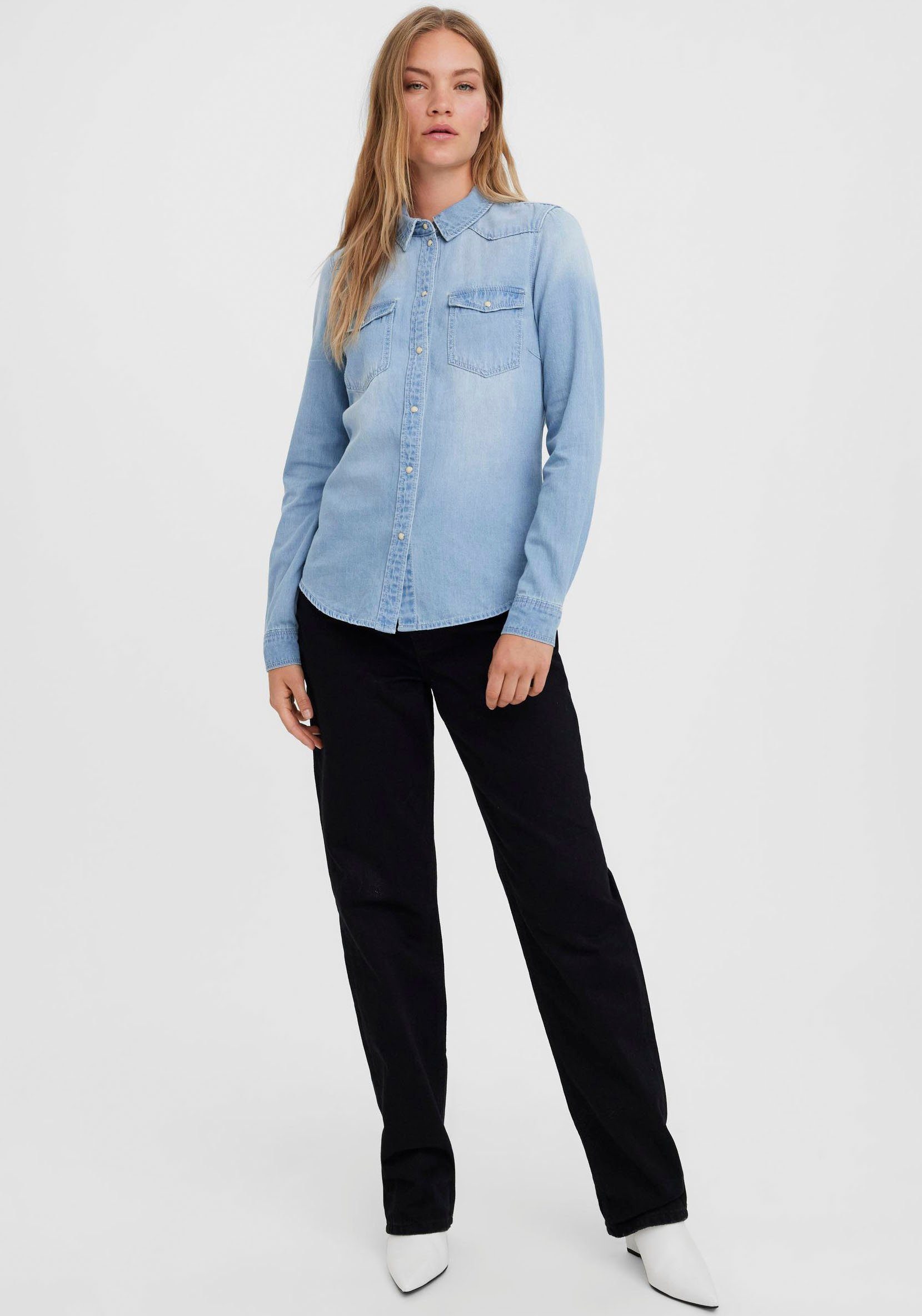 Vero Moda Jeansbluse VMMARIA LS DENIM SLIM SHIRT MIX NEW