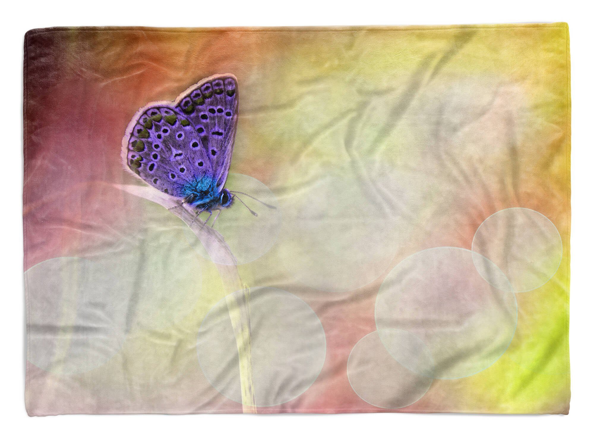 Sinus Art Handtücher Handtuch Strandhandtuch Saunatuch Kuscheldecke mit Fotomotiv Sommer Schmetterli, Baumwolle-Polyester-Mix (1-St), Handtuch