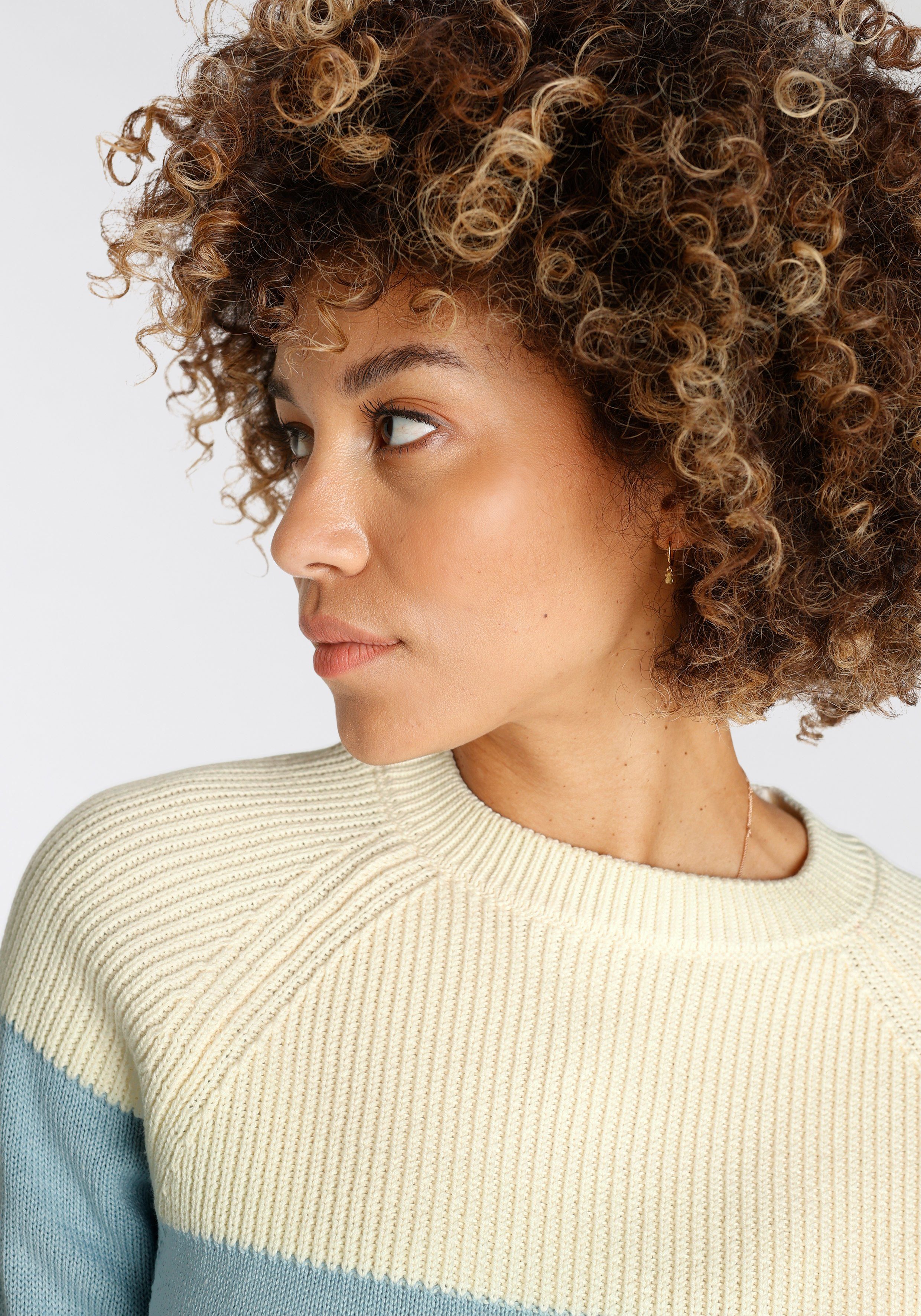 Boysen's Strickpullover in modischem Strick-Mix und Streifendesign