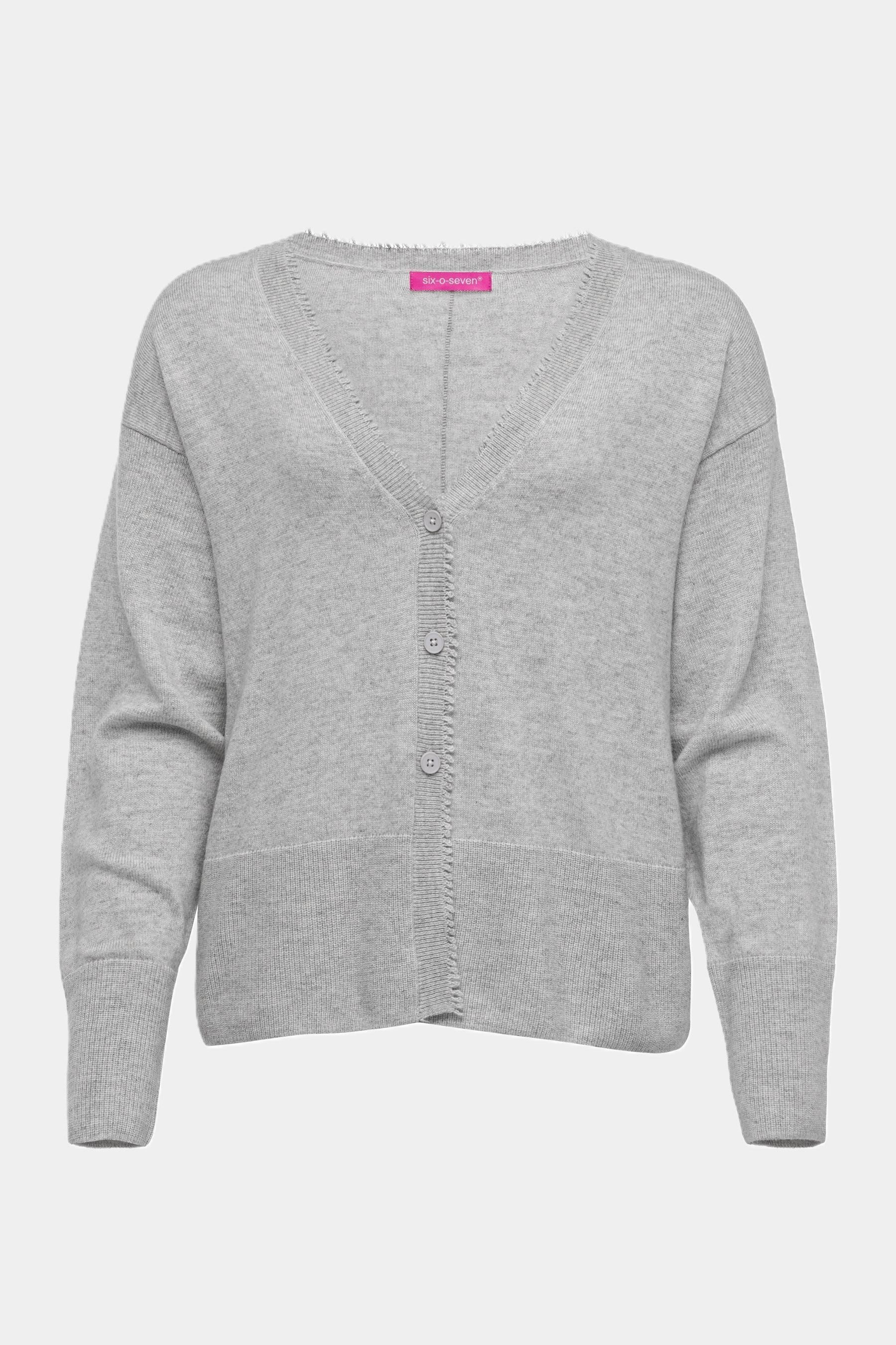 six-o-seven Strickjacke Six-o-Seven Strickjacke mit Fransen - LIGHT GREY günstig online kaufen