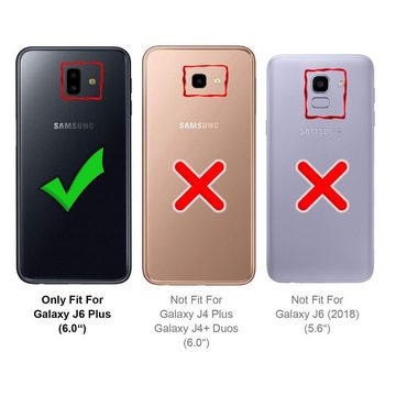 CoolGadget Handyhülle Carbon Handy Hülle für Samsung Galaxy J6 Plus 6 Zoll, robuste Telefonhülle Case Schutzhülle für Samsung J6 Plus Hülle