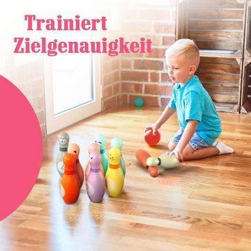 Pink Papaya Spiel, Familienspiel Kegelspiel für Kinder Kids Bowling Set, Indoor & Outdoor, Robust und liebvevoll gestaltet
