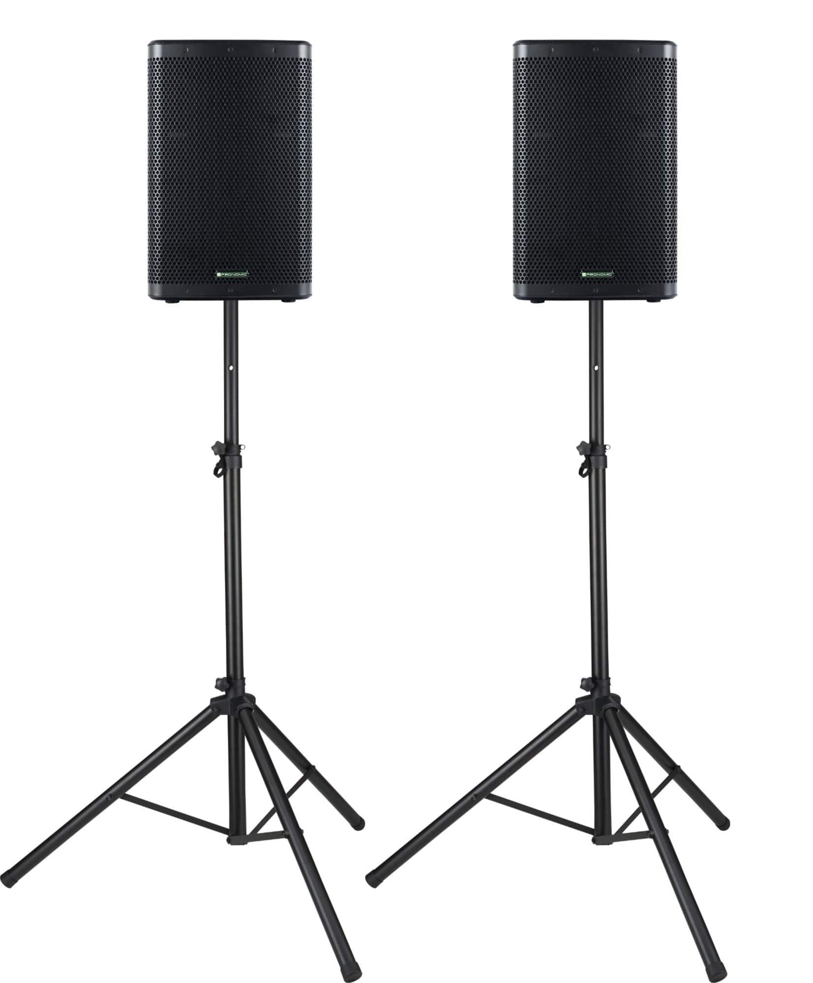 Pronomic C-212 MP 12" Passivboxen Set im Multifunktionsgehäuse samt Stativen Lautsprecher (300 W, passive 2-Wege Box mit 3 Tragegriffe & Boxenstative aus Stahl)