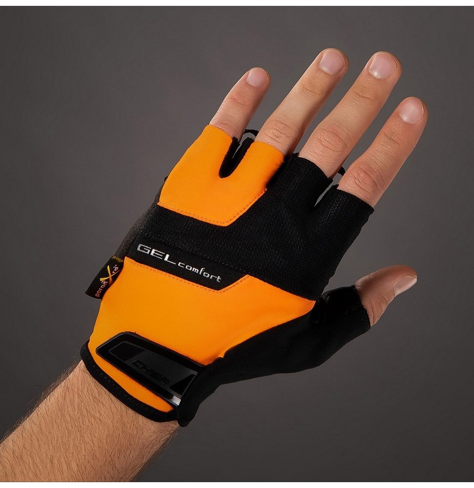 Chiba Fahrradhandschuhe Gel Comfort schwarz/orange - 1 Paar