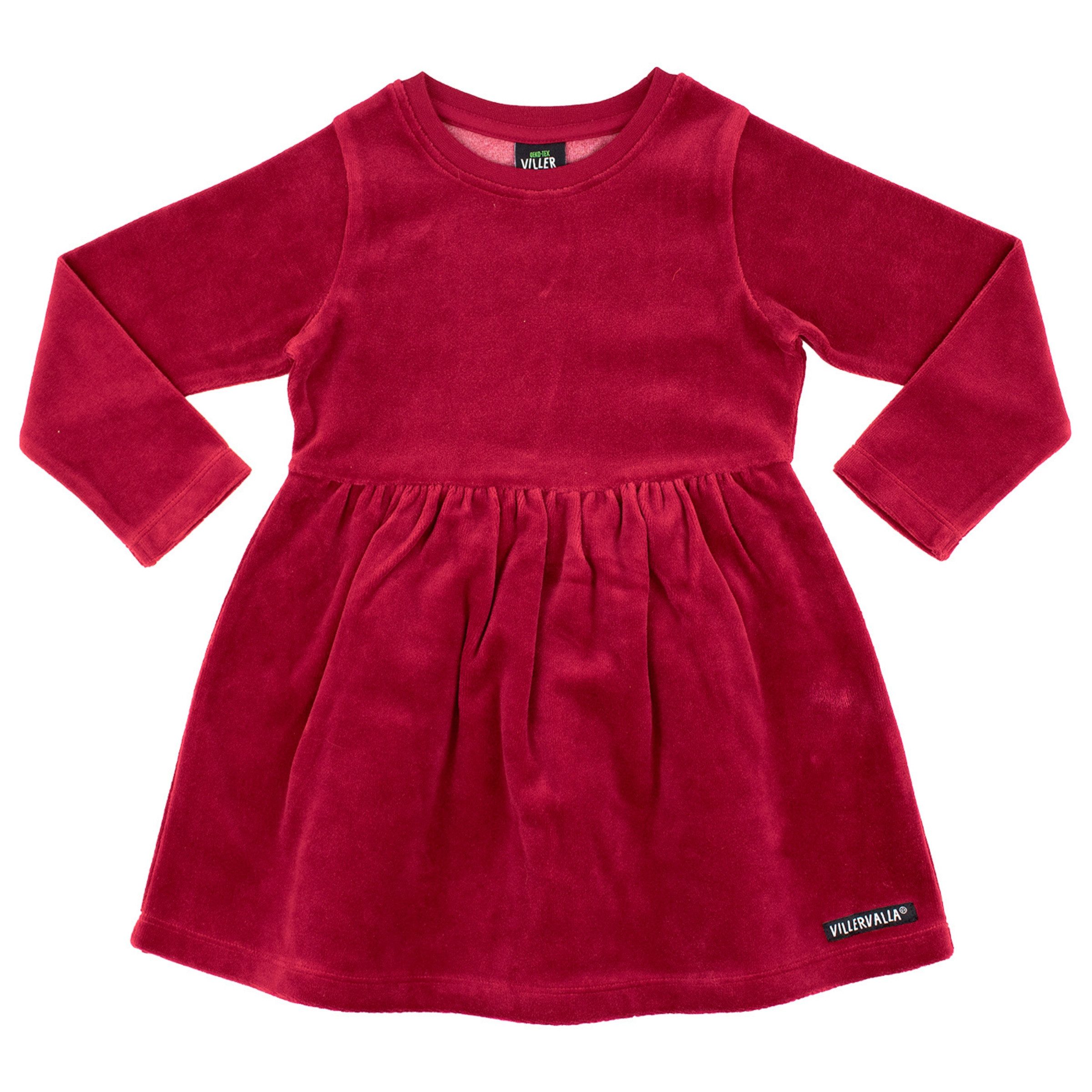 A-Linien-Kleid Villervalla Kleid Velour Samt Ruby Red