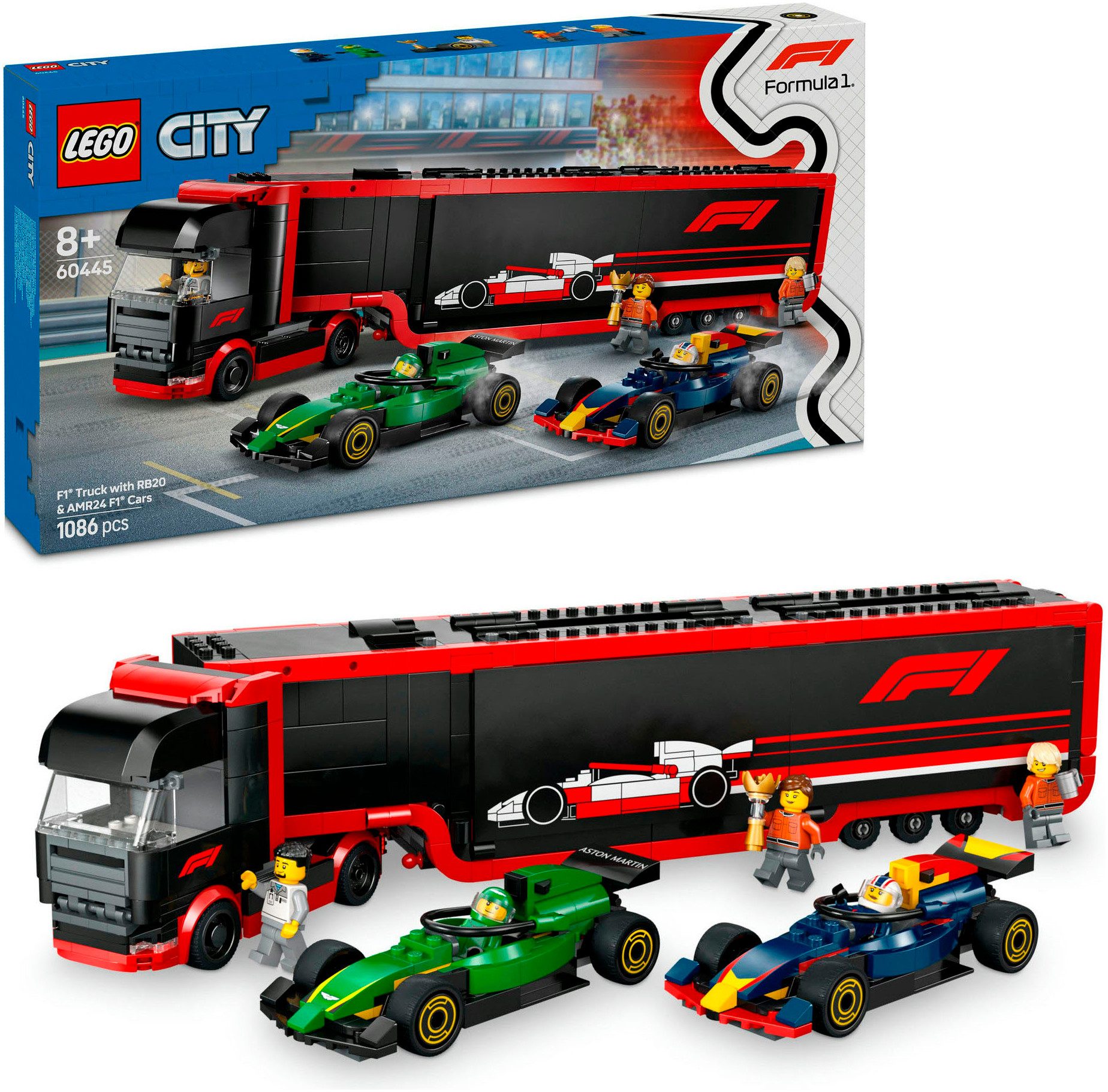 LEGO® F1® Transporter mit RB20 & AMR24 F1® Rennautos (60445), LEGO City Kon günstig online kaufen